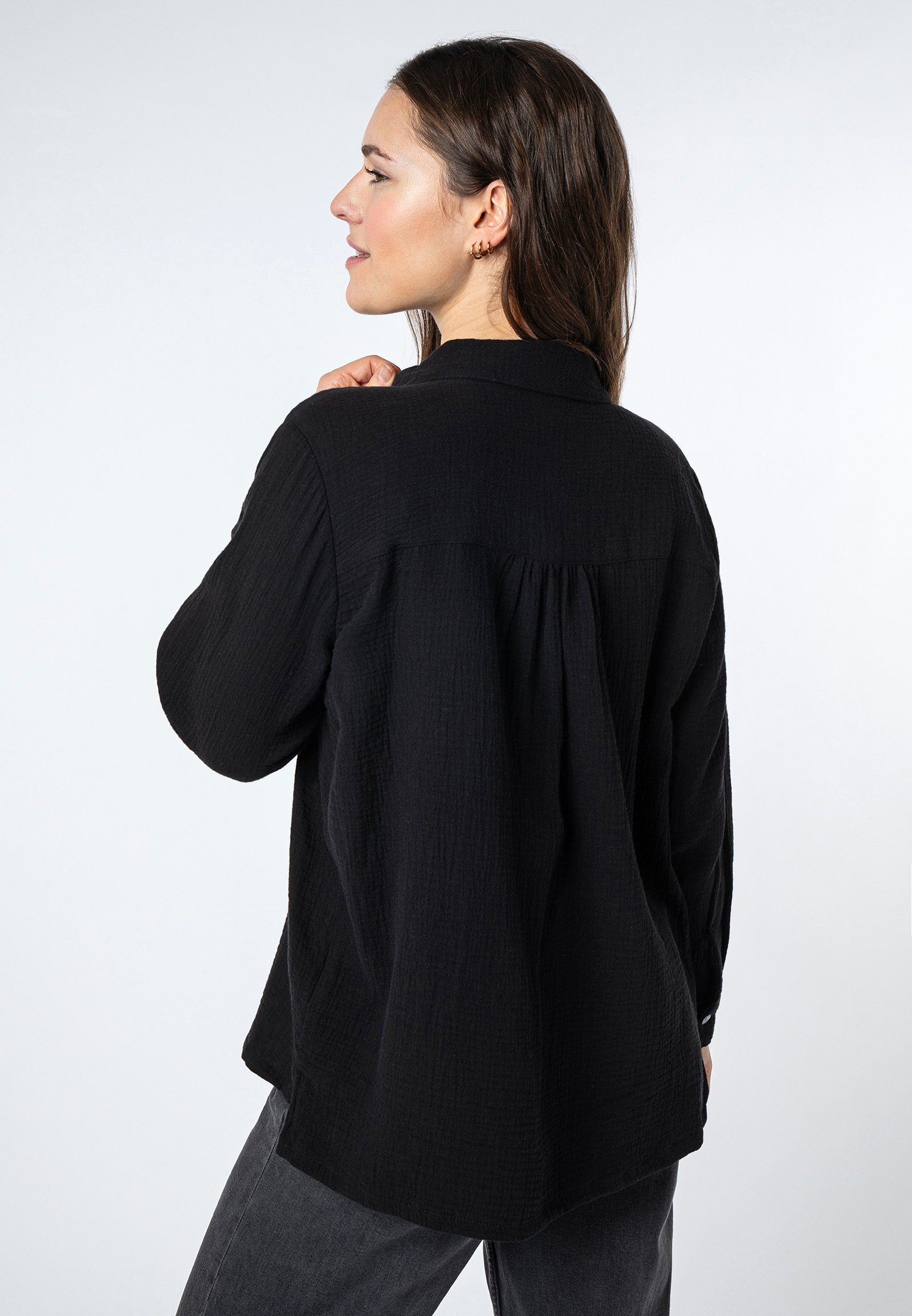 SUBLEVEL Langarmbluse Overcut Musselin Bluse Oversize günstig online kaufen