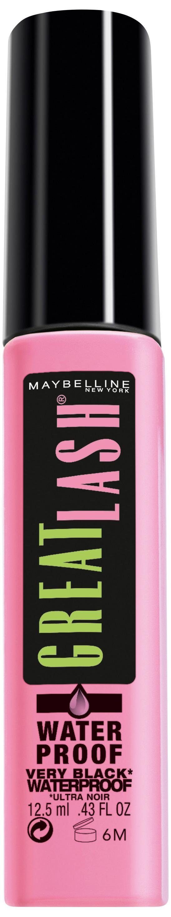 MAYBELLINE NEW YORK Mascara Great Lash Waterproof, Mit Mini-Bürste