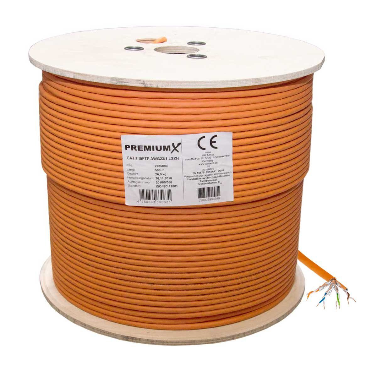 PremiumX 500m CAT 7 Netzwerkkabel Simplex LAN Kabel Ethernet Datenkabel Computer-Kabel – Bild 2 von 5