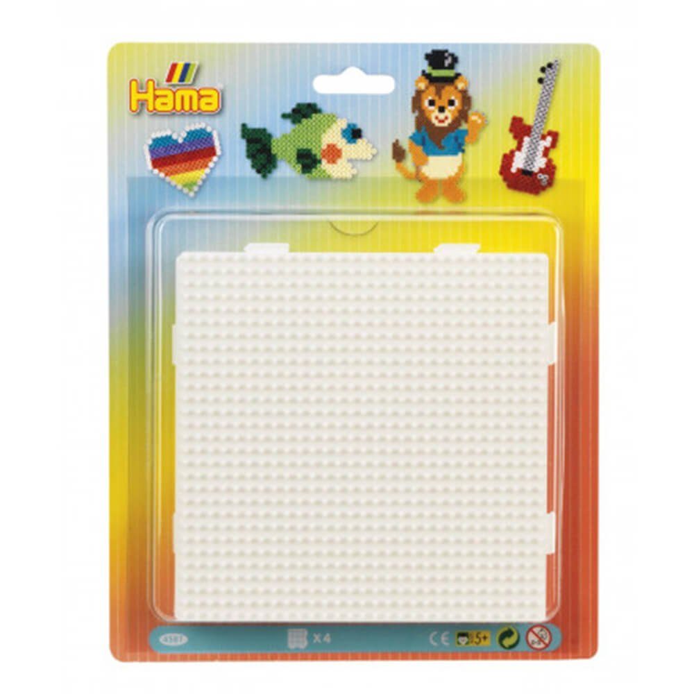 Hama Perlen Bügelperlen Hama Blister mit 4 Midi-Stiftplatten, Quadrat (zusammensteckbar)