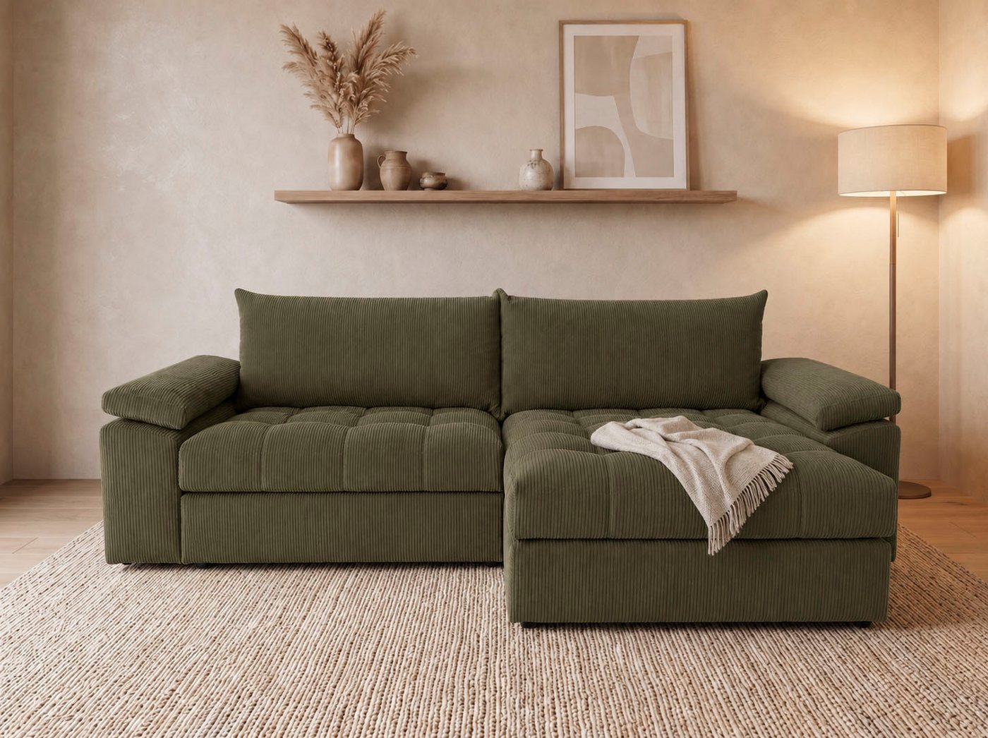 OTTO home Ecksofa Soft&Cosy Pik XXL, L-Form, B: 303 cm, Mega Sofa in Cord, Lounge-Komfort mit edler Sitzsteppung, Federkern