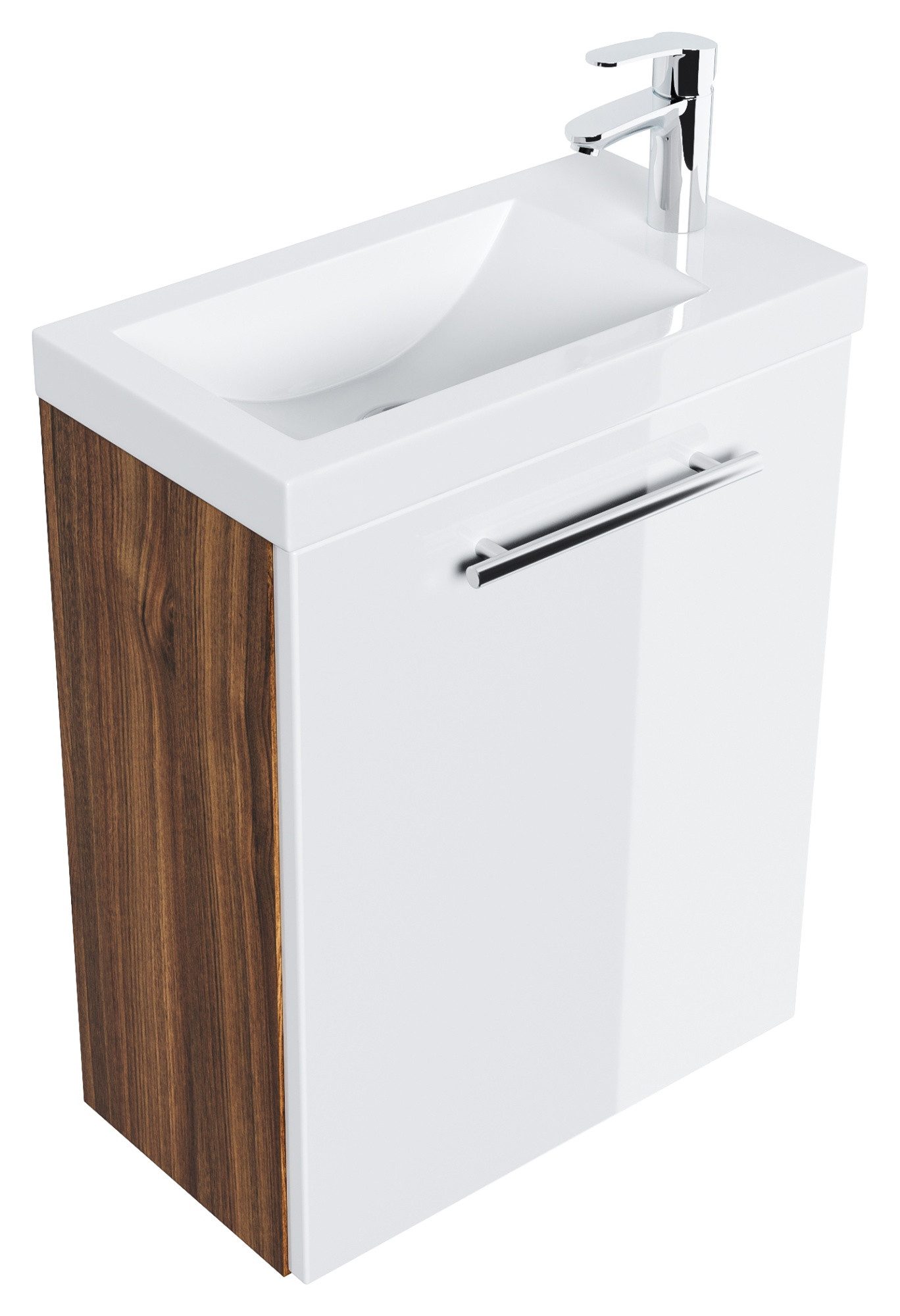 Magnolia Home Waschtisch Badmöbel Salona 50 cm Weiss / Walnuss