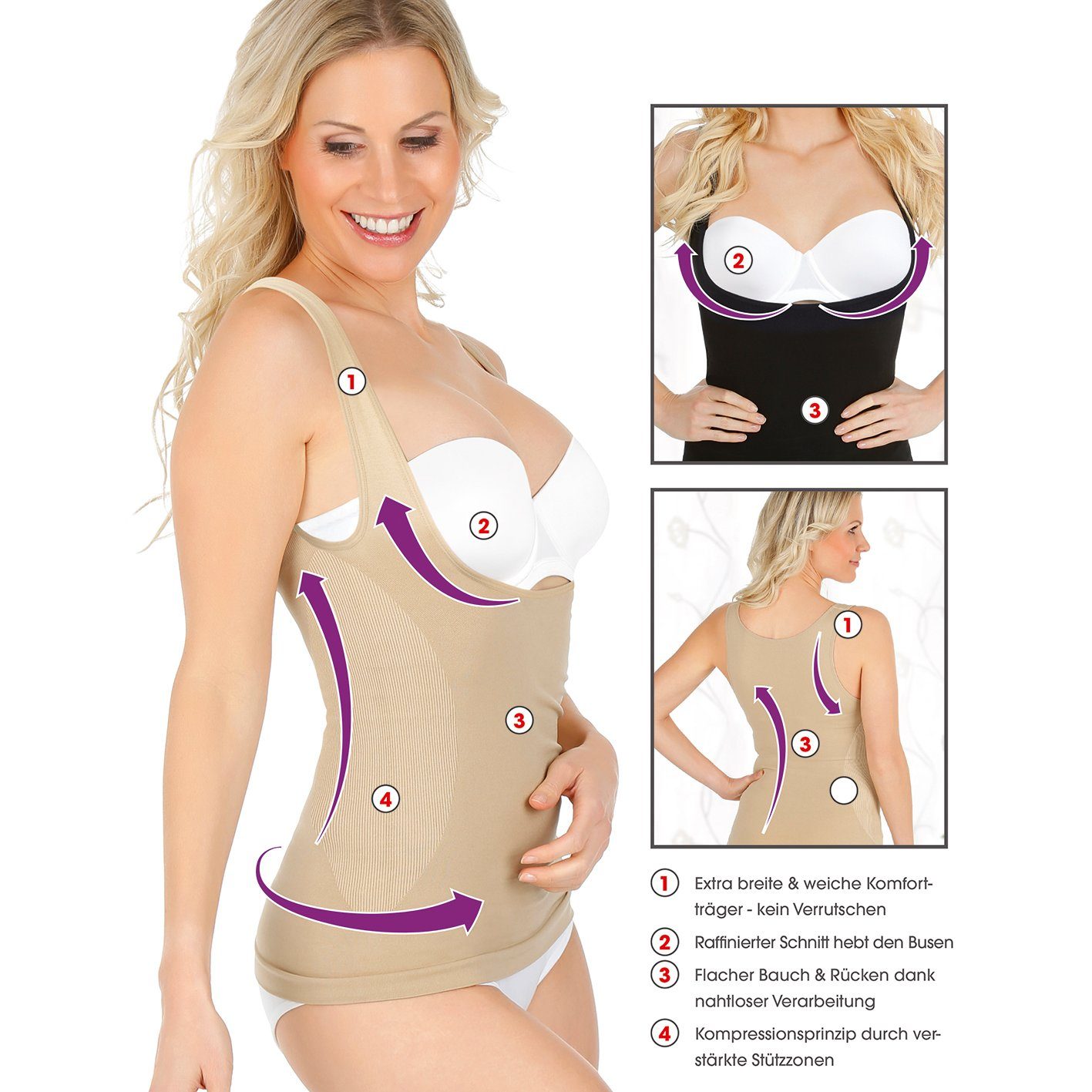 SLIMmaxx Shapingtop (2er Set) Beige/Schwarz Gr. 38/40