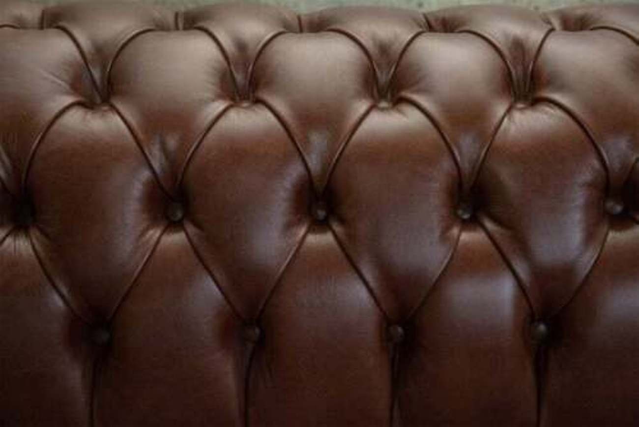 Sofa verziert Sitzer Lederbezug, Leder Knöpfen JVmoebel Mit Couch Polster 3-Sitzer Neu, Garnitur 3 Stil Antik Chesterfield