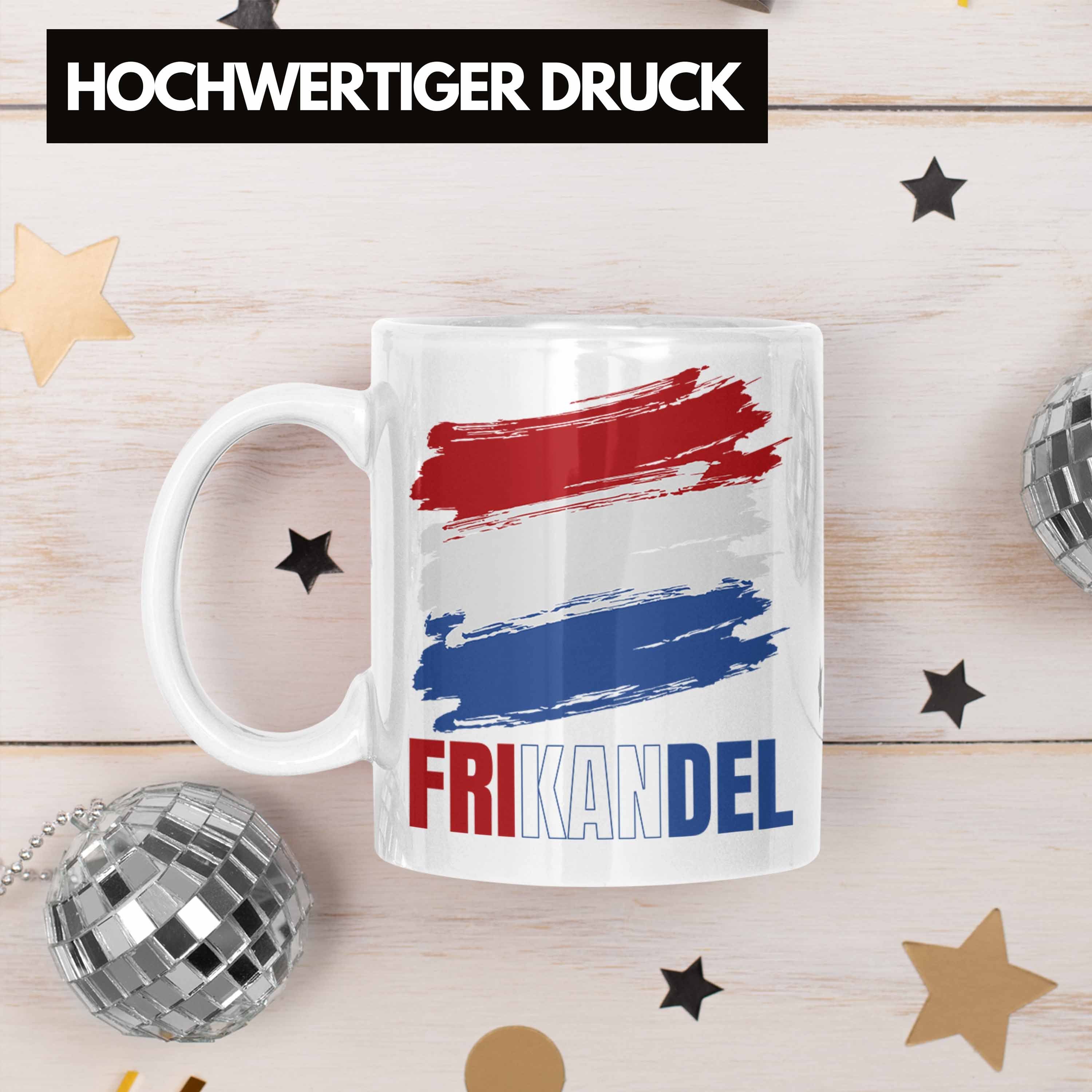 Tasse Frikande Weiss Tasse Kaffee-Becher Geschenk Holländer Fan Holland Trendation