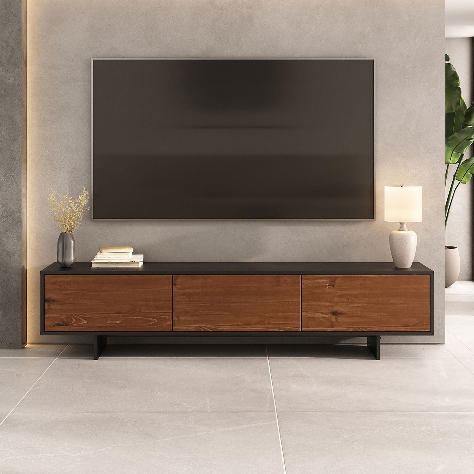 IDIMEX Lowboard ARTO, Sideboard mit Stauraum und Massivholz Fronten Schwarz günstig online kaufen