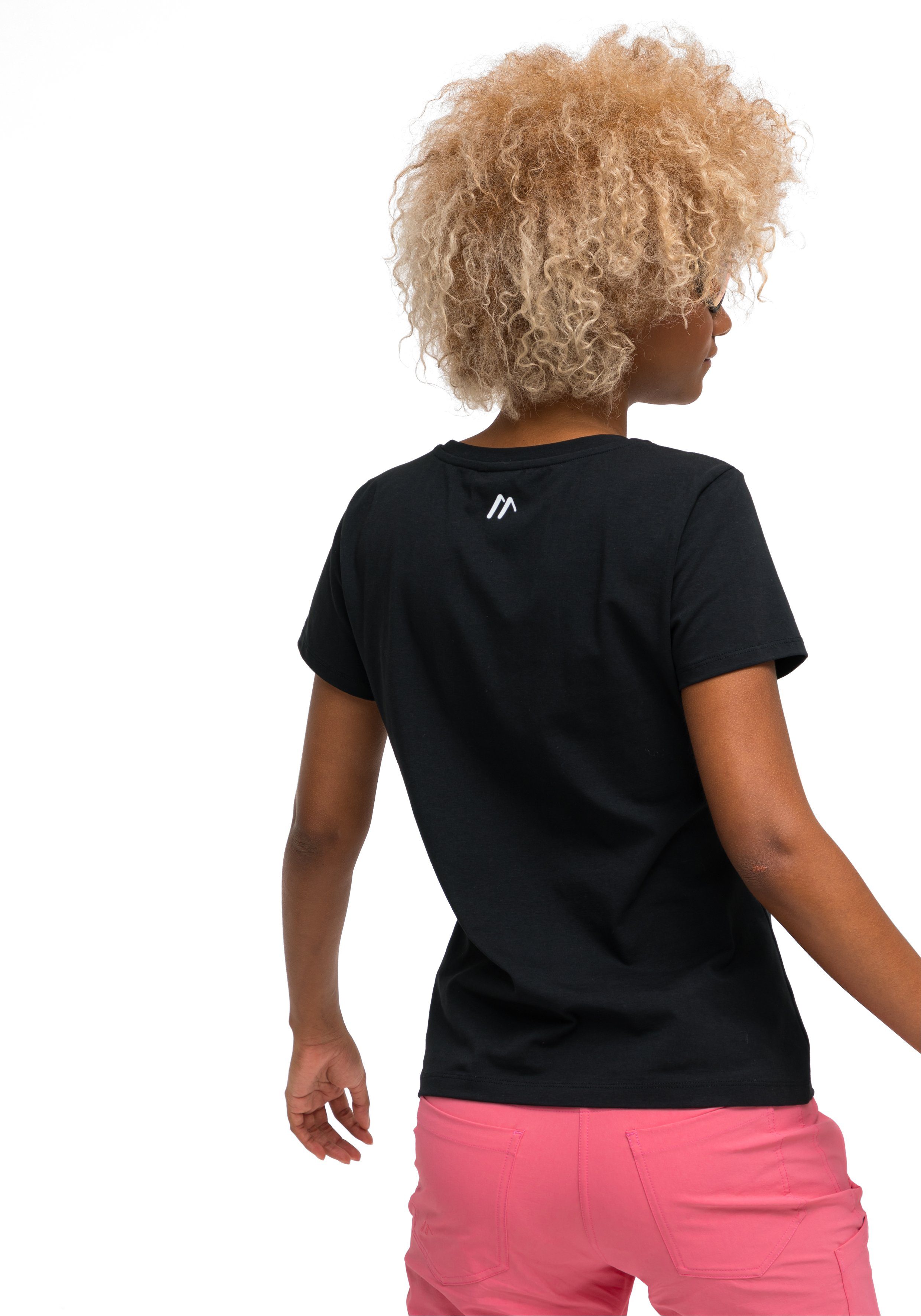 Maier Sports Funktionsshirt MS Tee Material aus Rundhalsshirt Vielseitiges W schwarz elastischem