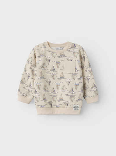 Name It Rundhalspullover Lässiges Sweater Oberteil Design Print Pullover 7441 in Beige