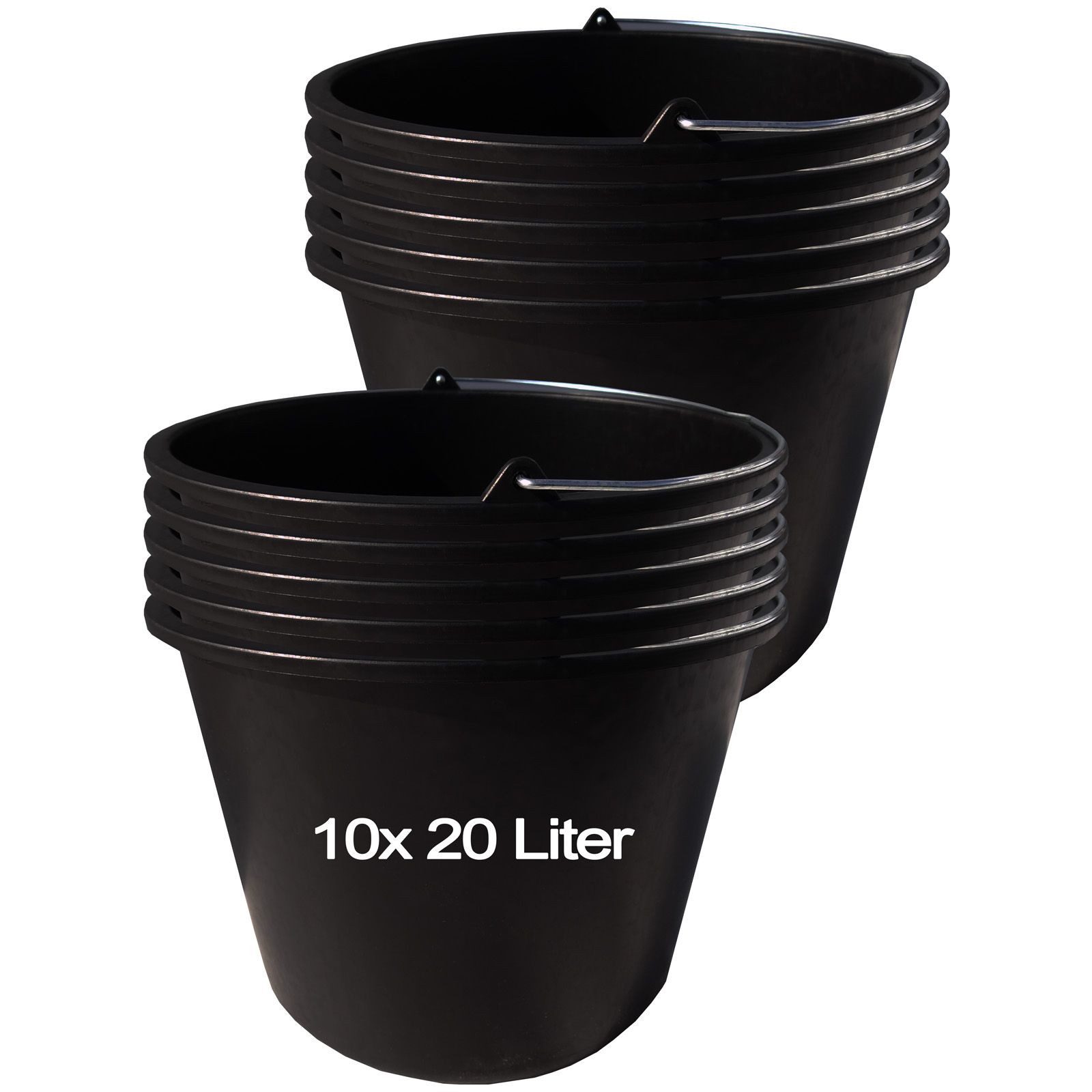 BURI Mörtelkübel 10x Baueimer 20L Kunststoff Maurerkübel Baustelle Garten Kasten Zement, (10-tlg)
