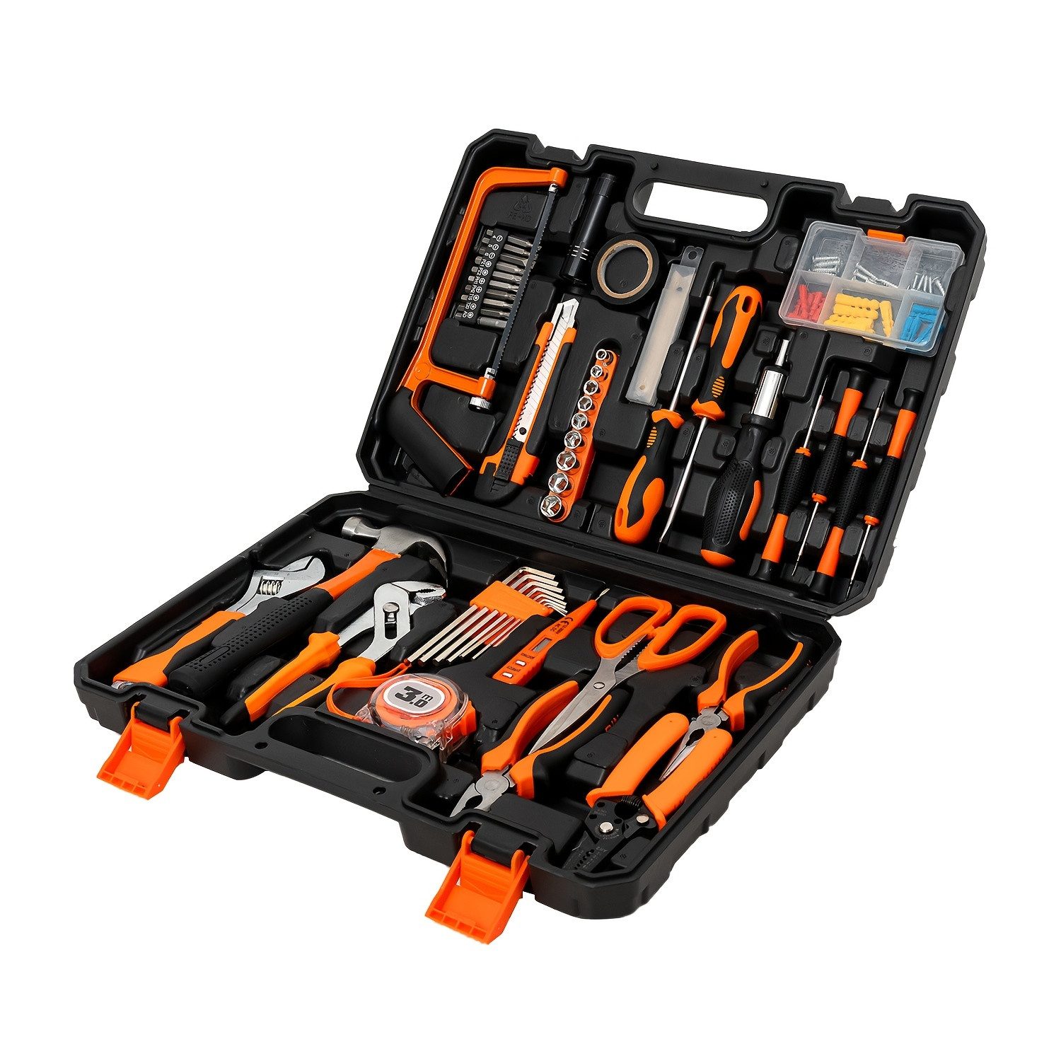OUTIGO Werkzeugset,Universal Werkzeugkasten,Haushaltswerkzeug Set, (Komplettes Werkzeugset), Handwerkzeugsatz mit 100 Teilen, Multifunktionaler Werkzeugkasten