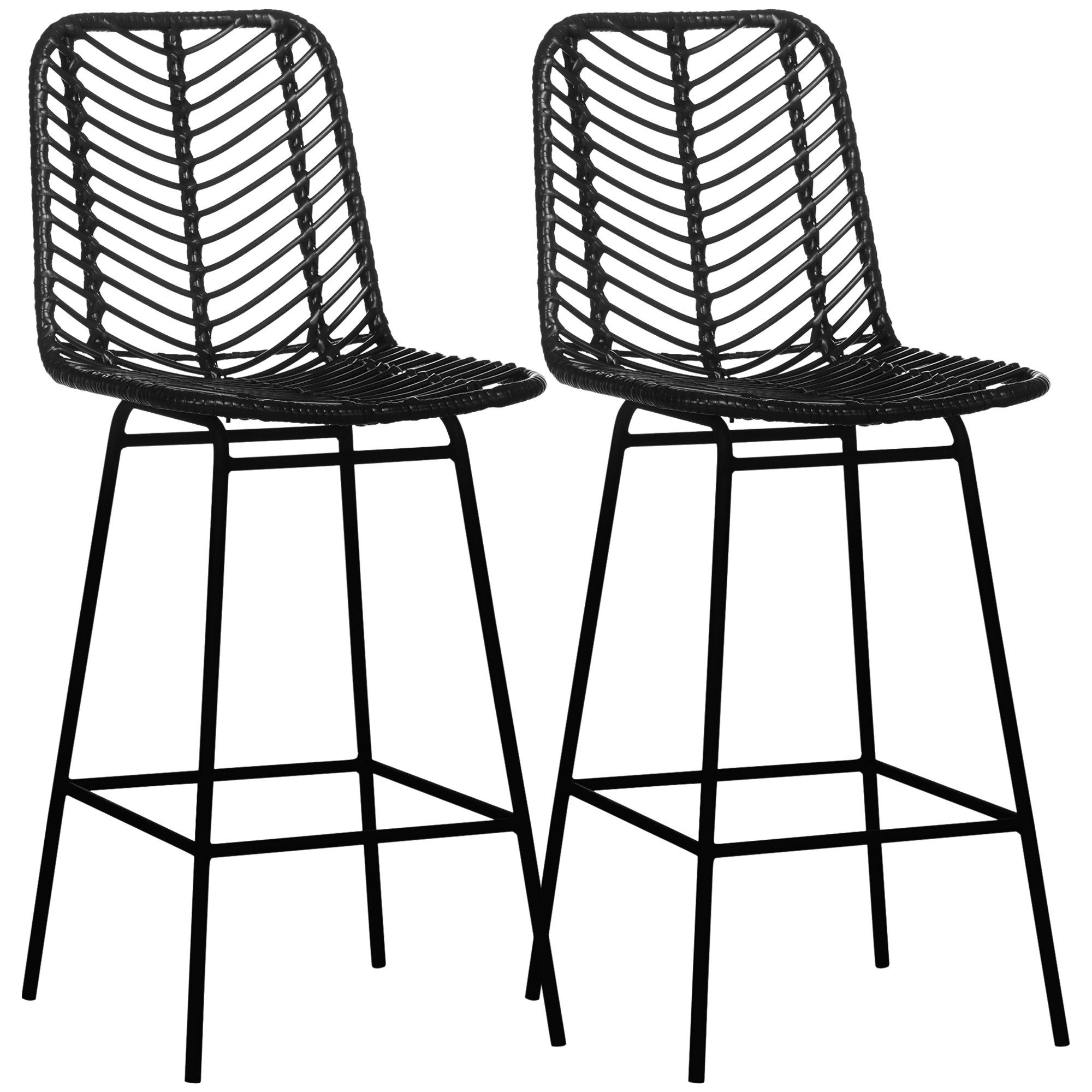 Barhocker 2er-Set, mit Fußstütze, Stahlbeinen
