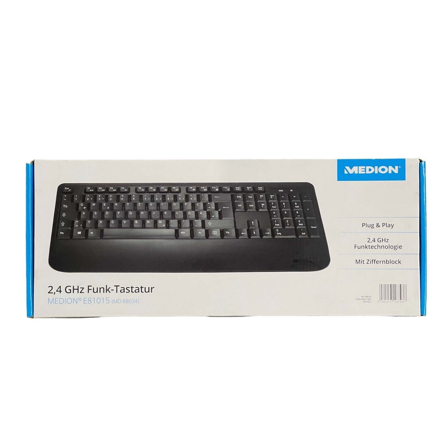 MEDION E81015 Kabellose 2.4 GHz Wireles Desktop PC Computer USB Funk-T PC-Tastatur