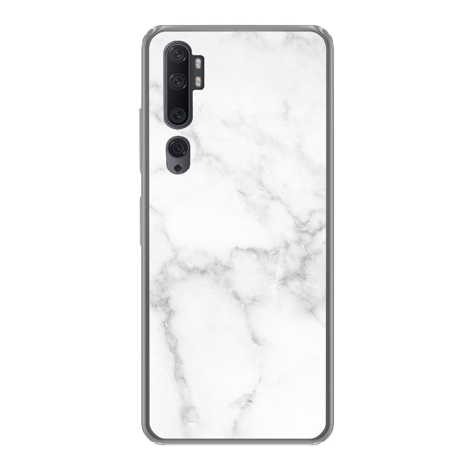MuchoWow Handyhülle für Xiaomi Mi Note 10 Marmor - Weiß - Grau - Luxus - Marmoroptik - Ste
