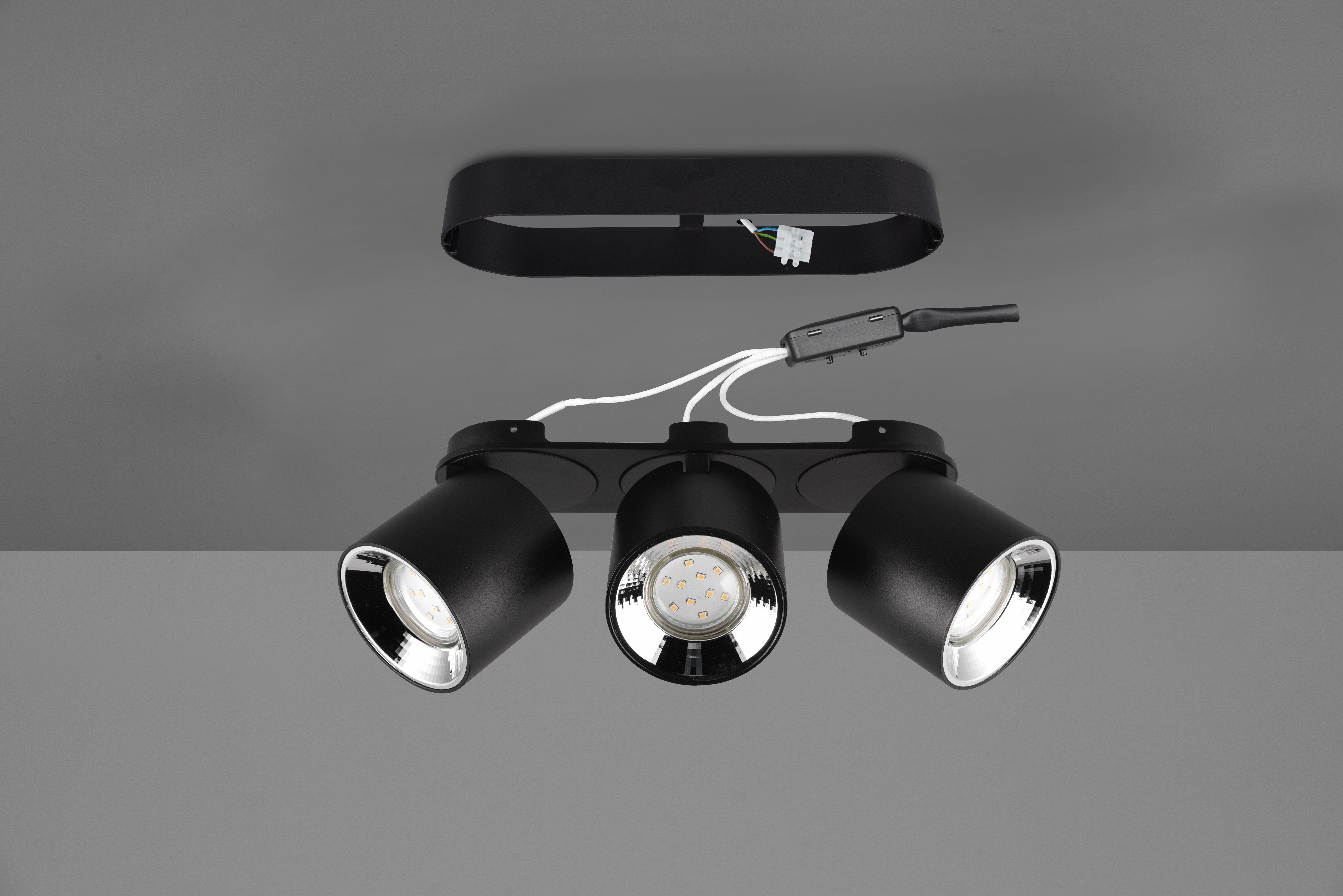 TRIO Leuchten Deckenleuchte GUAYANA, Deckenspot 3-flammig exkl 3x GU10 max 10W Spot verstellbar, Leuchtmittel wechselbar, warmweiß - kaltweiß, als Aufbauspot oder Einbauspot nutzbar Spot schwenkbar und drehbar