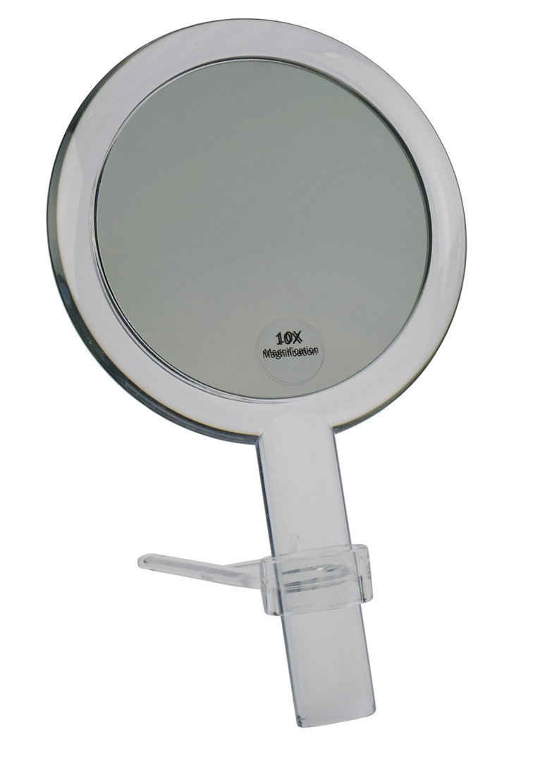 Koskaderm Spiegel Hand- und Stellspiegel mit 10-fach Vergrößerung, Acryl mit Ständer, 2 Spiegelflächen, Kosmetik-Spieg