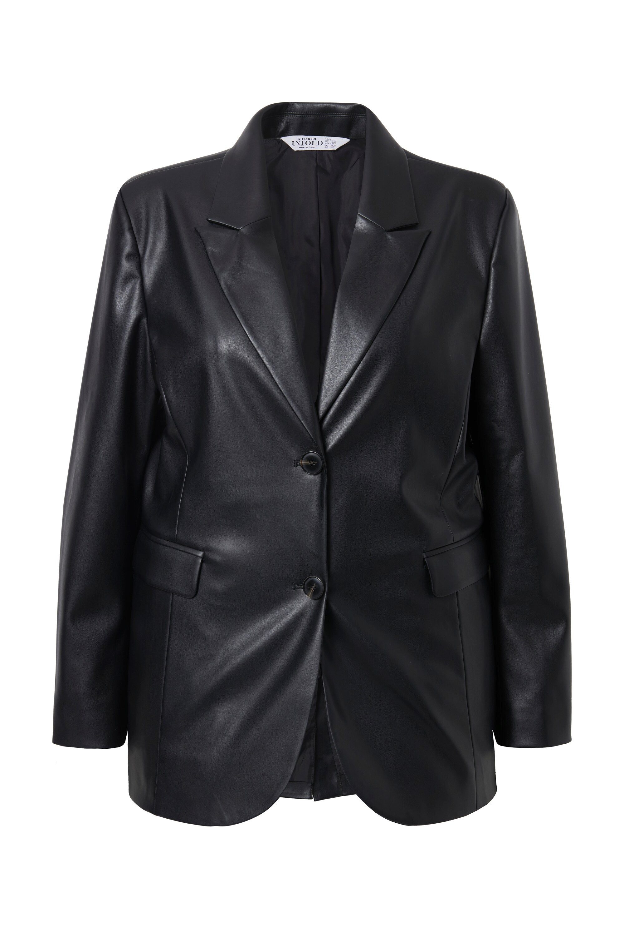 Studio Untold Blusenblazer Blazer oversized Langarm Revers Lederoptik günstig online kaufen