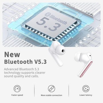 xinwld Kabellos Bluetooth 5.3 IP7 Wasserdicht Ohrhörer LED Anzeige In-Ear-Kopfhörer (Präzise Verarbeitung und Zuverlässigkeit für anspruchsvolle Anforderungen., mit 4 ENC Noise Cancelling Mic, Tiefer Bass Wireless Earbuds 40Std)