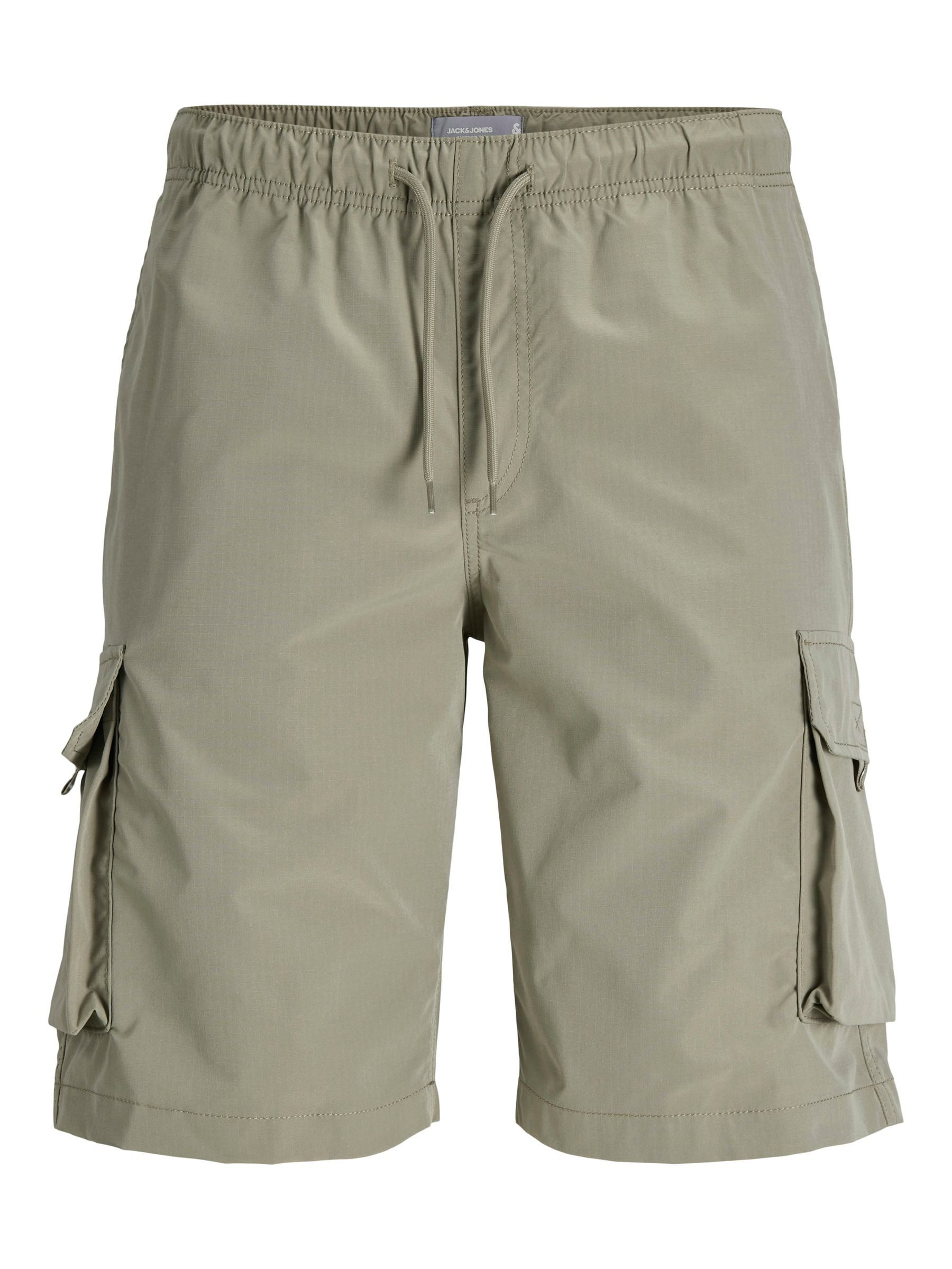 Jack & Jones Cargoshorts Moderner Casual Look Knielang Cargotaschen Lässiger Fit für Herren (1-tlg) Normal Fit Einfarbig schnell trocknend Kordelzug Casual-Style