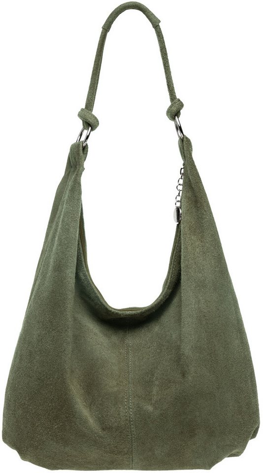 Caspar Schultertasche Damen Vintage Leder Tasche Hobo Bag - CLASSIC LINE - Modell No.617, 100% italienisches Veloursleder, samtig weich, angenehmer Tragekomfort
