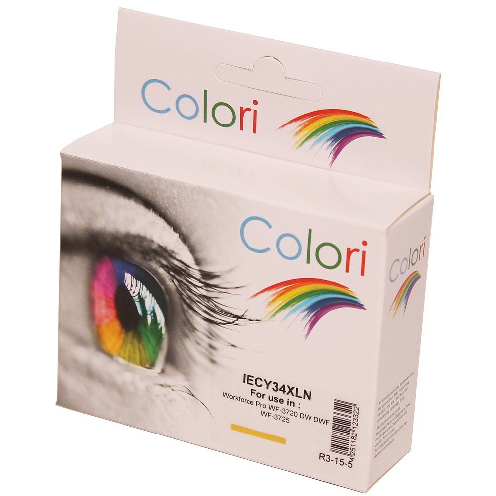 Colori Tintenpatrone (Kompatible Druckerpatrone für Epson 34XL Gelb für WorkForce Pro WF-3720DW WF-3720DWF WF-3725 von Colori)