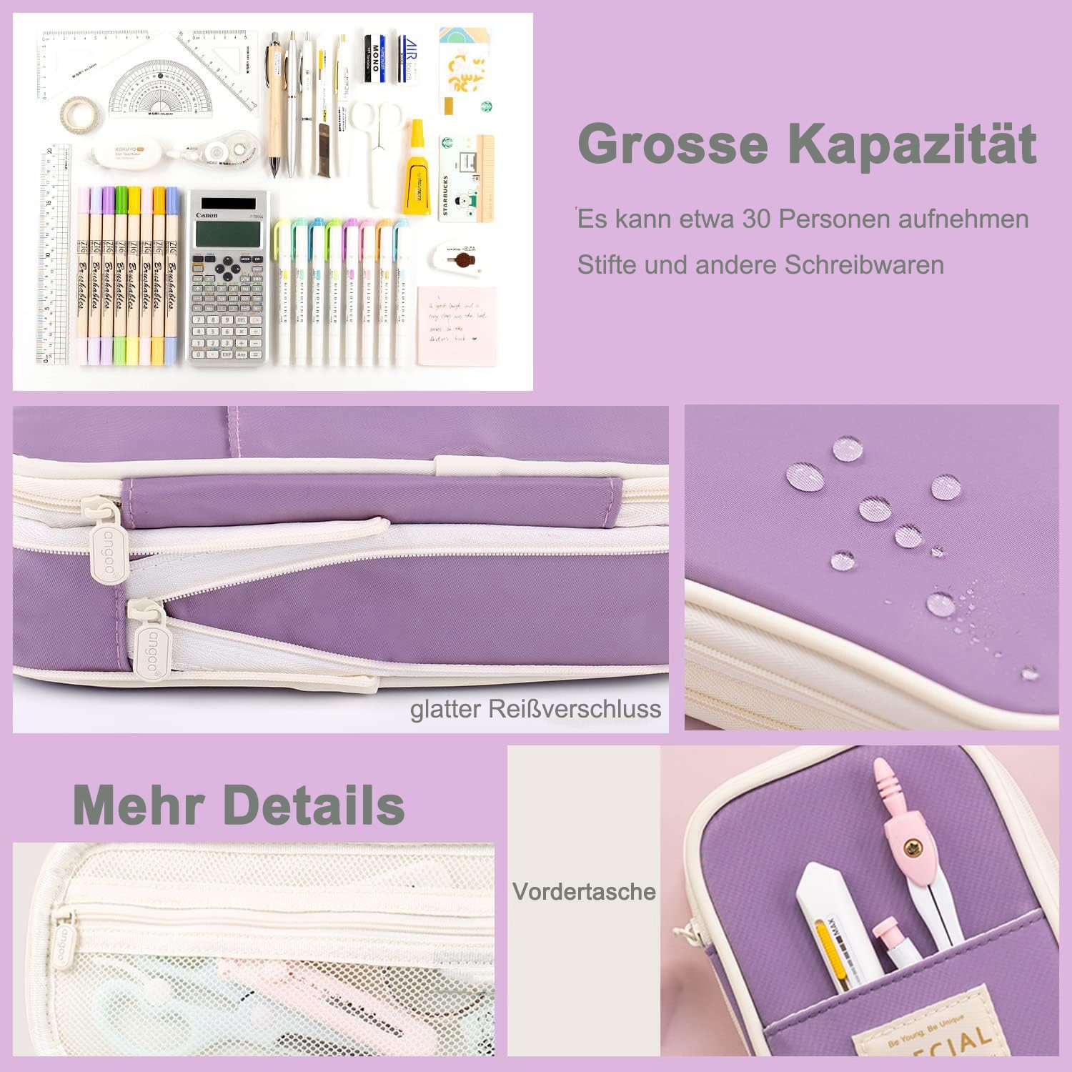 OKWISH Federmäppchen Groß Stifteetui Federtaschen Schreibgeräteetui, (Stifttasche mit Reißverschluss 4 Fach Große Kapazität, 1-tlg., Schreibwarenbeutel), für Damen Herren Schule Büro Arbeit Studenten Mädchen Jungen Geschenk