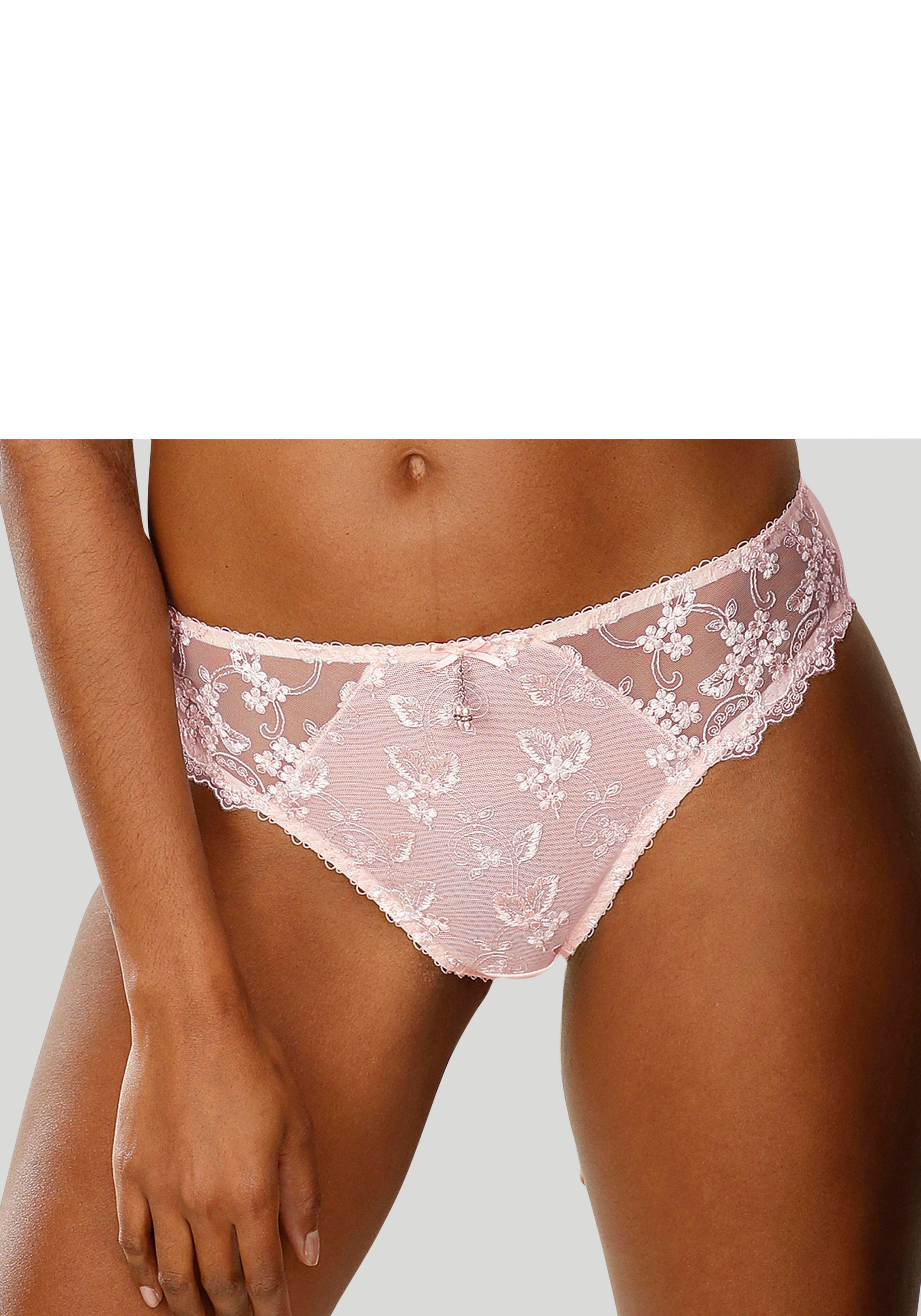 Slip mit Dessous schöner Blümchen-Stickereispitze rosé-creme LASCANA