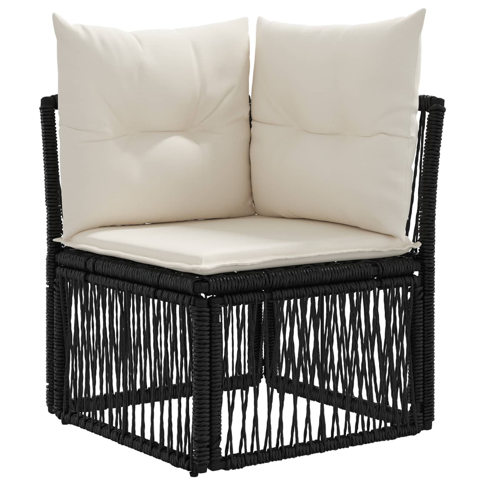 Loungesofa Ecksofa Schwarz Poly-Rattan