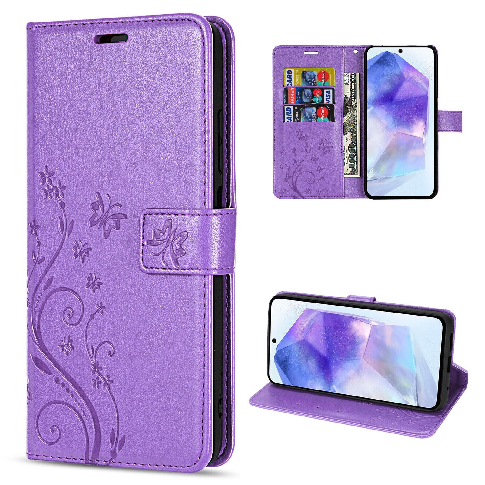 betterfon Handyhülle Handytasche für Samsung Galaxy A55 Schutzhülle Klapphülle, Bookstyle-Hülle: Magnetverschluss 3 Kartenfächer & Standfunktion