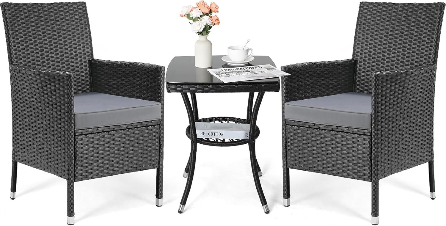 TLGREEN Balkonset mit Kissen und Glastisch, günstig online kaufen