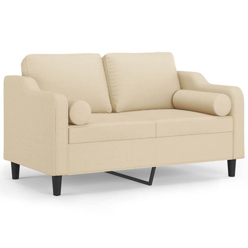 vidaXL Sofa 2-Sitzer-Sofa mit Zierkissen Creme 120 cm Stoff günstig online kaufen