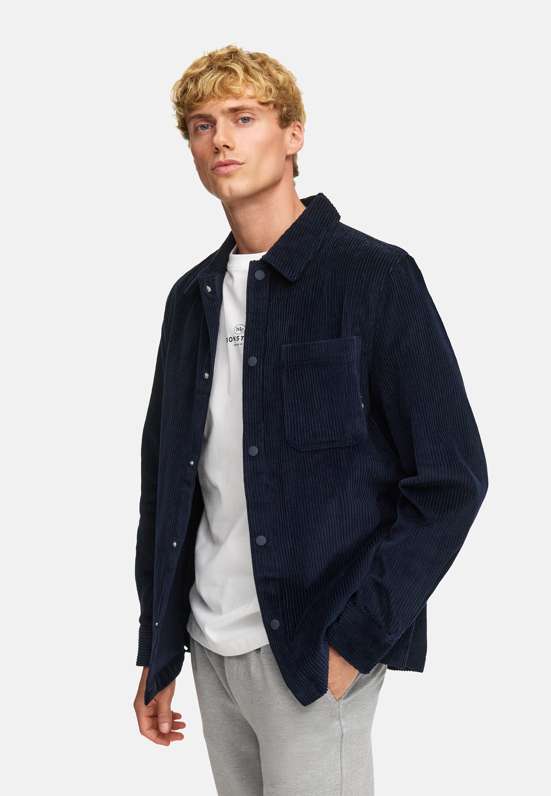 Kronstadt Langarmhemd Herren KSChandos overshirt Herrenhemd Langarm Cordhemd mit Druckknöpfen