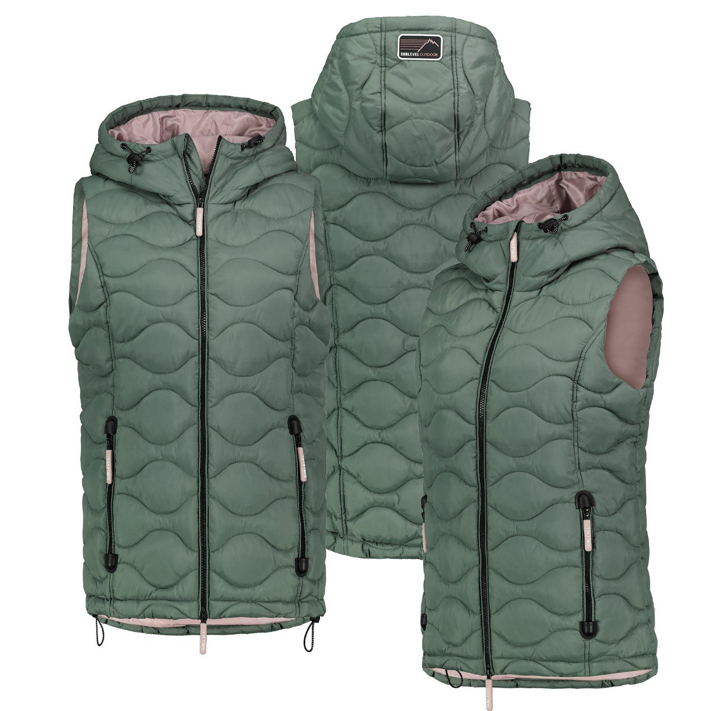 SUBLEVEL Steppweste Stepp weste Kapuze Übergangs Herbst Frühlings Windbreaker bodywarmer