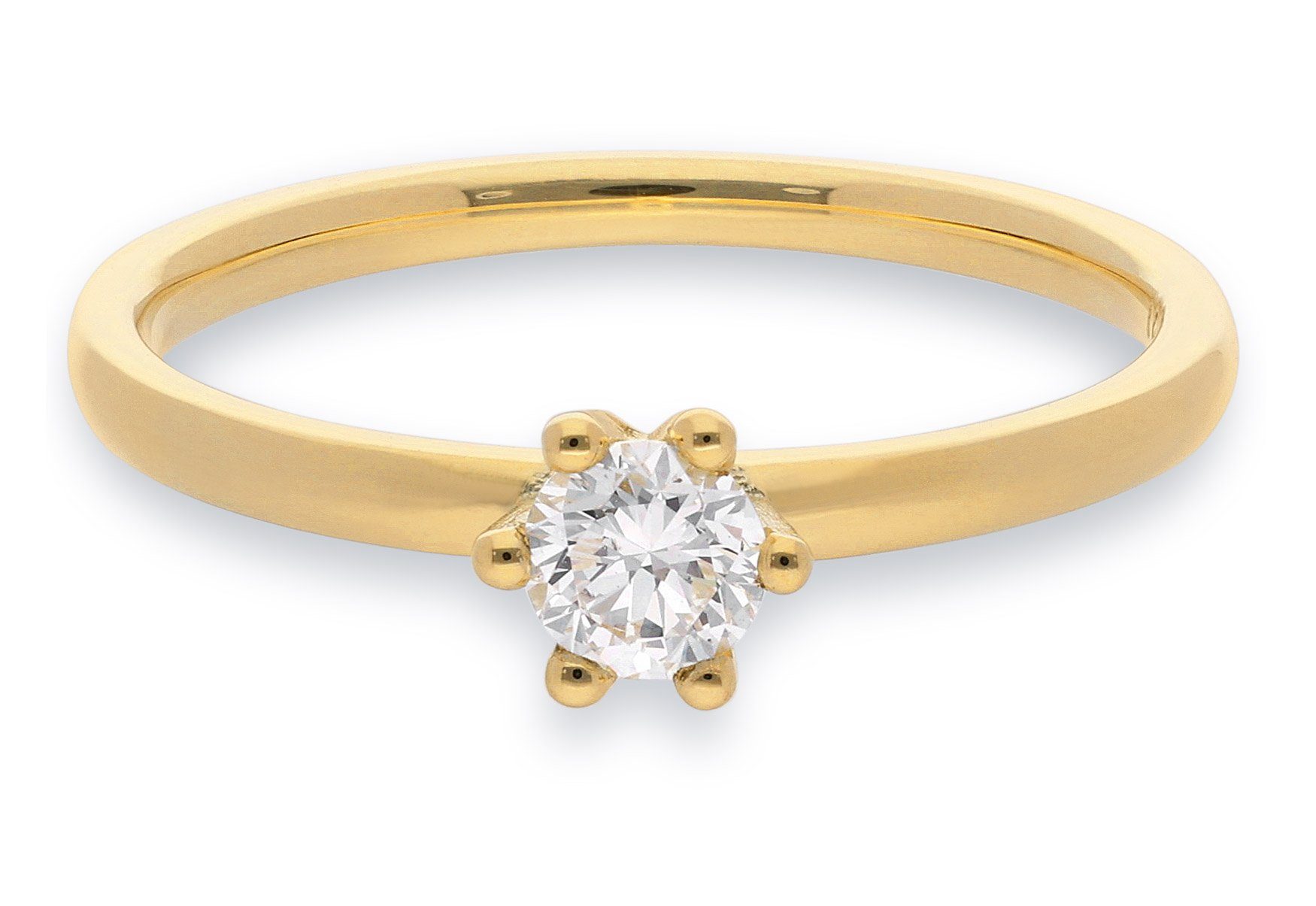 trendor Solitärring Damen DiamantGold 585/14K Brillant 0,25 ct