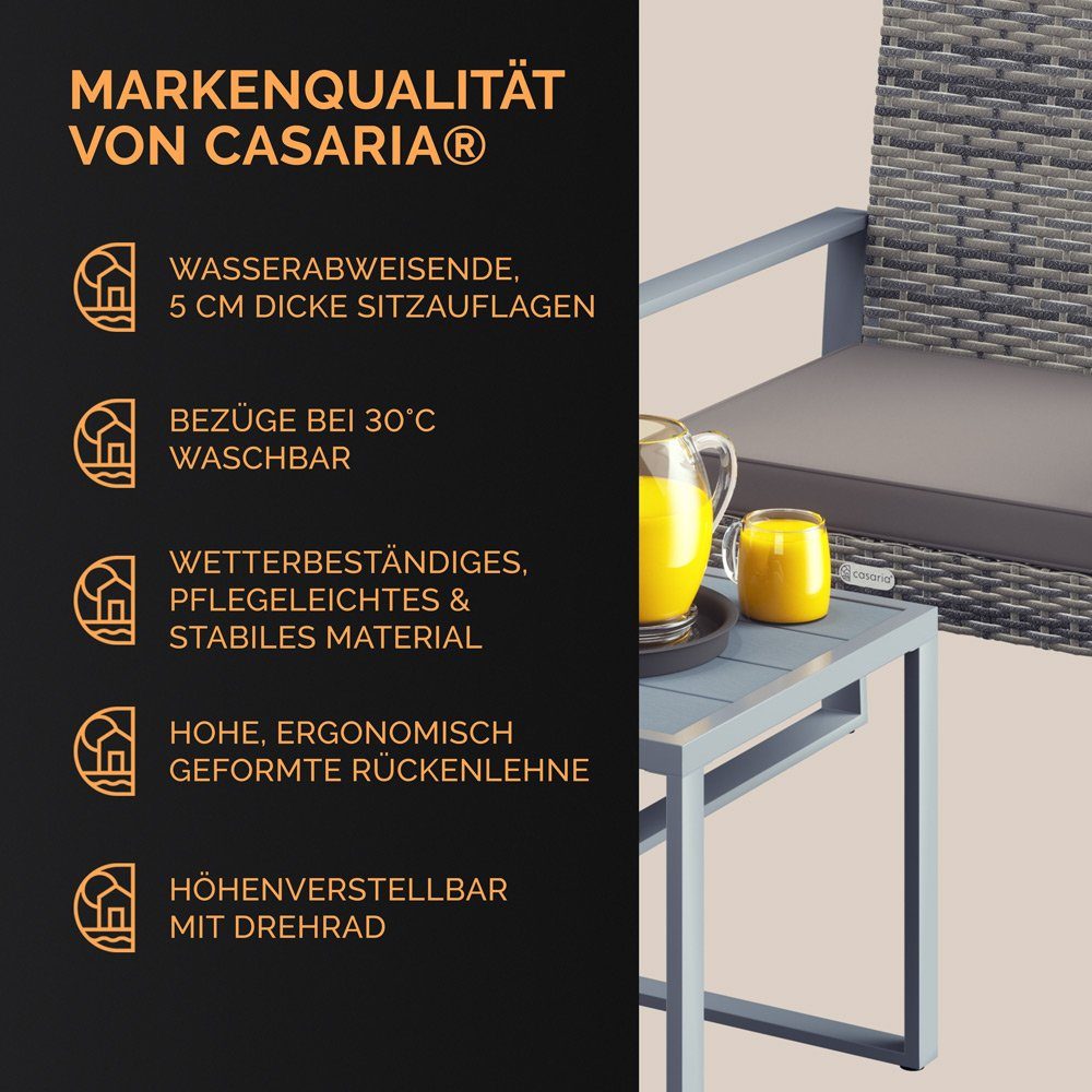 Casaria Balkonset, WPC Tisch 160kg Belastbarkeit Auflagen Höhenverstellbar Wetterfest