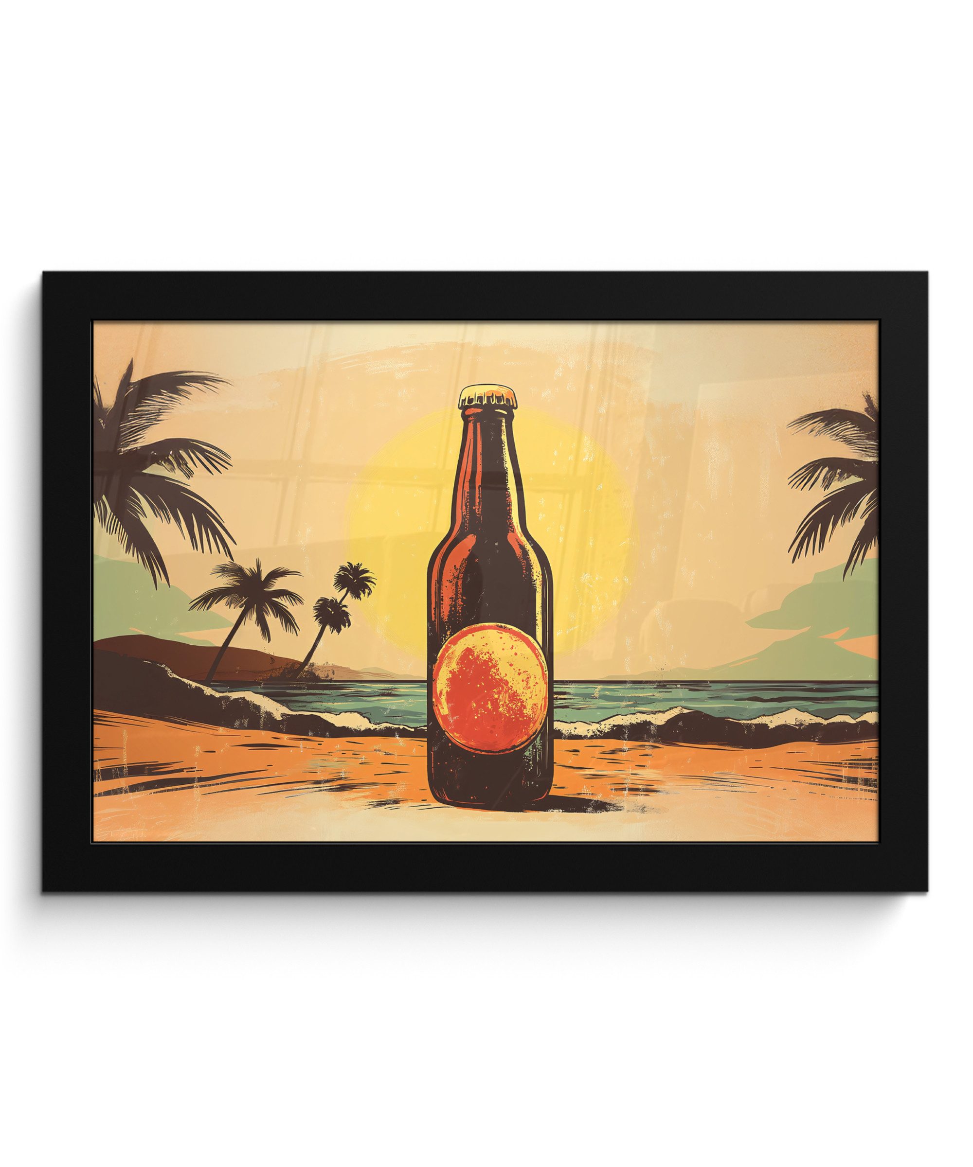 MuchoWow Poster Bierflasche - Sonnenuntergang - günstig online kaufen
