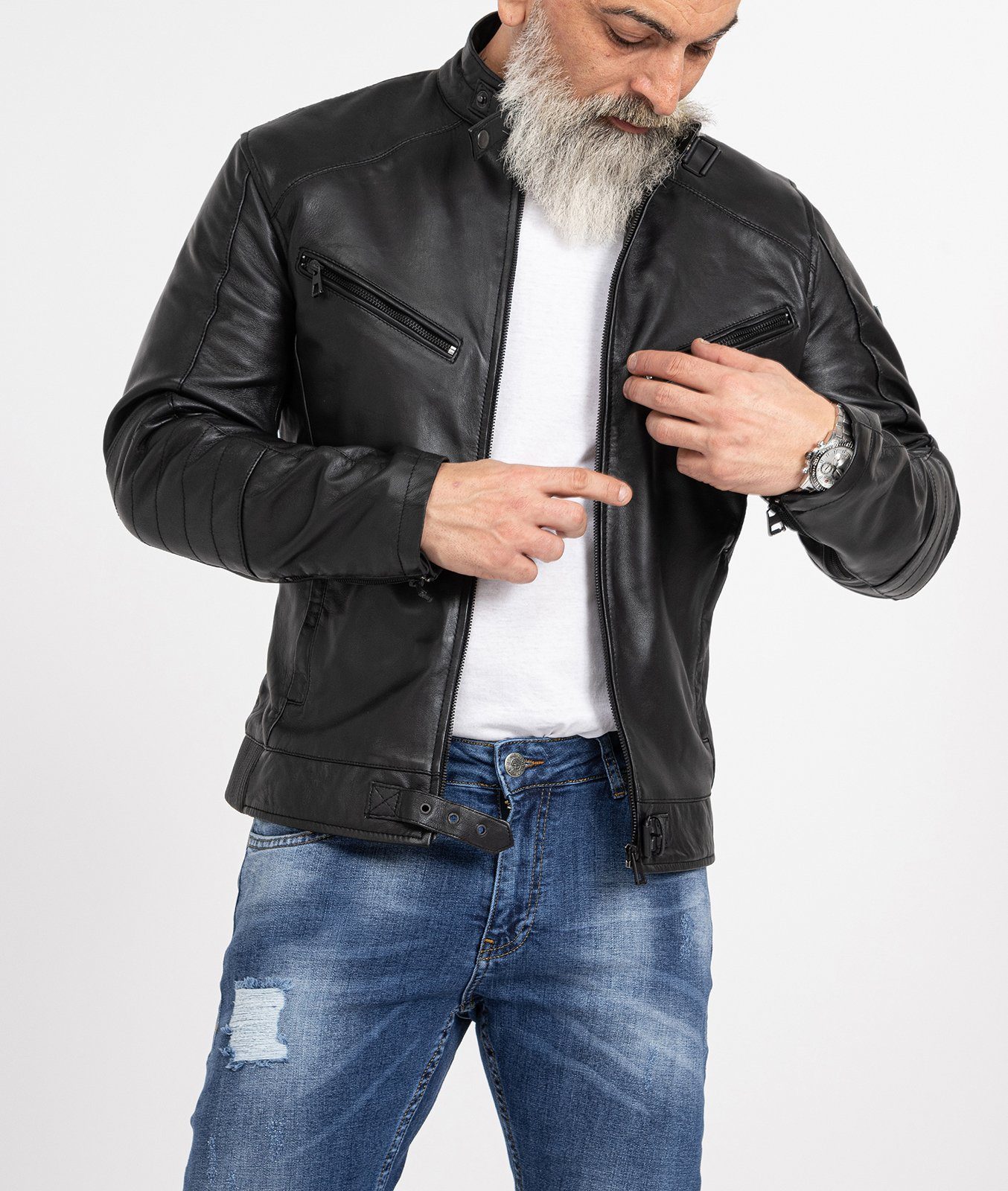Rock Creek Lederjacke Herren Lederjacke H-256