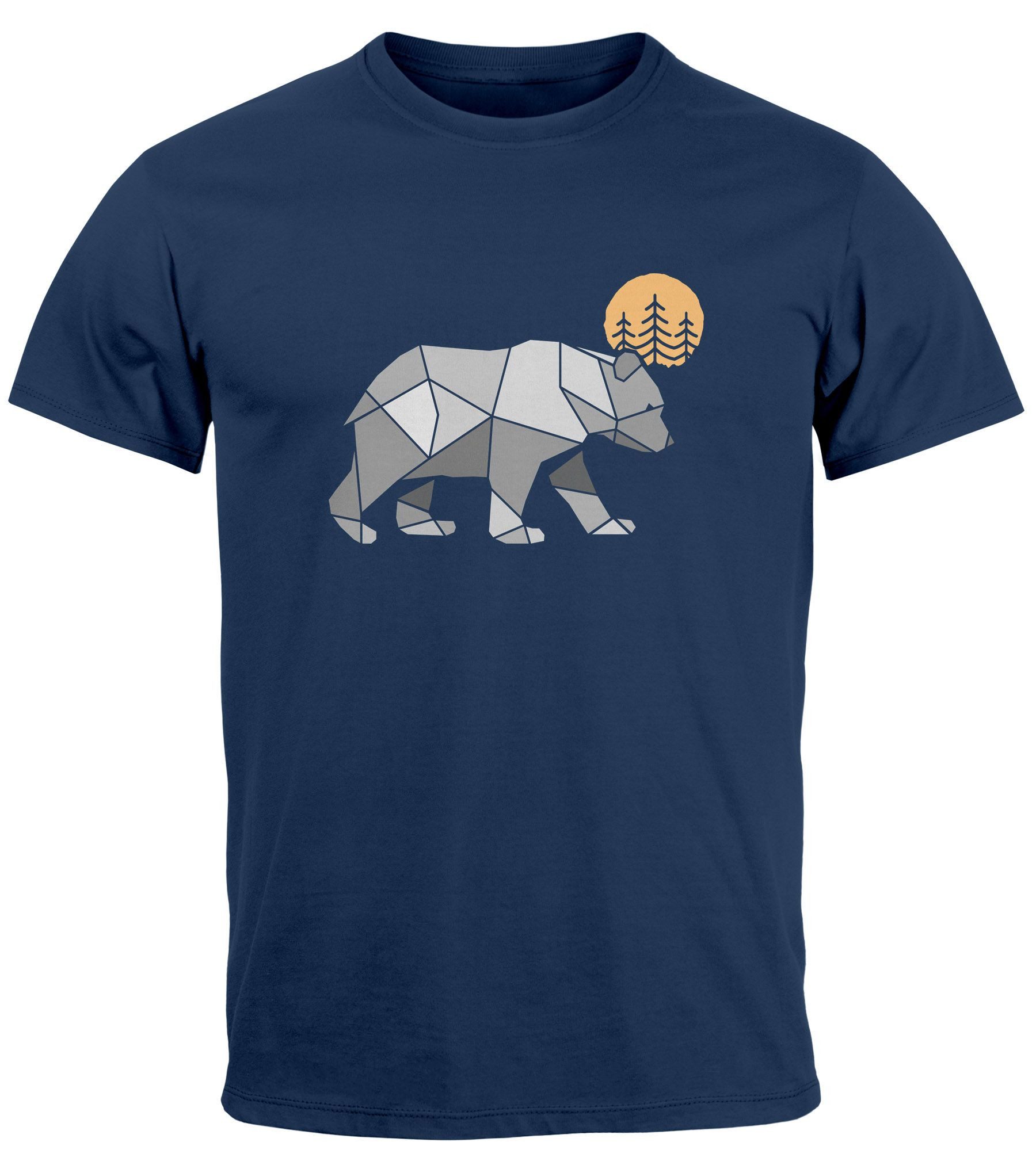 Neverless Print-Shirt Herren T-Shirt Polygon Bär günstig online kaufen