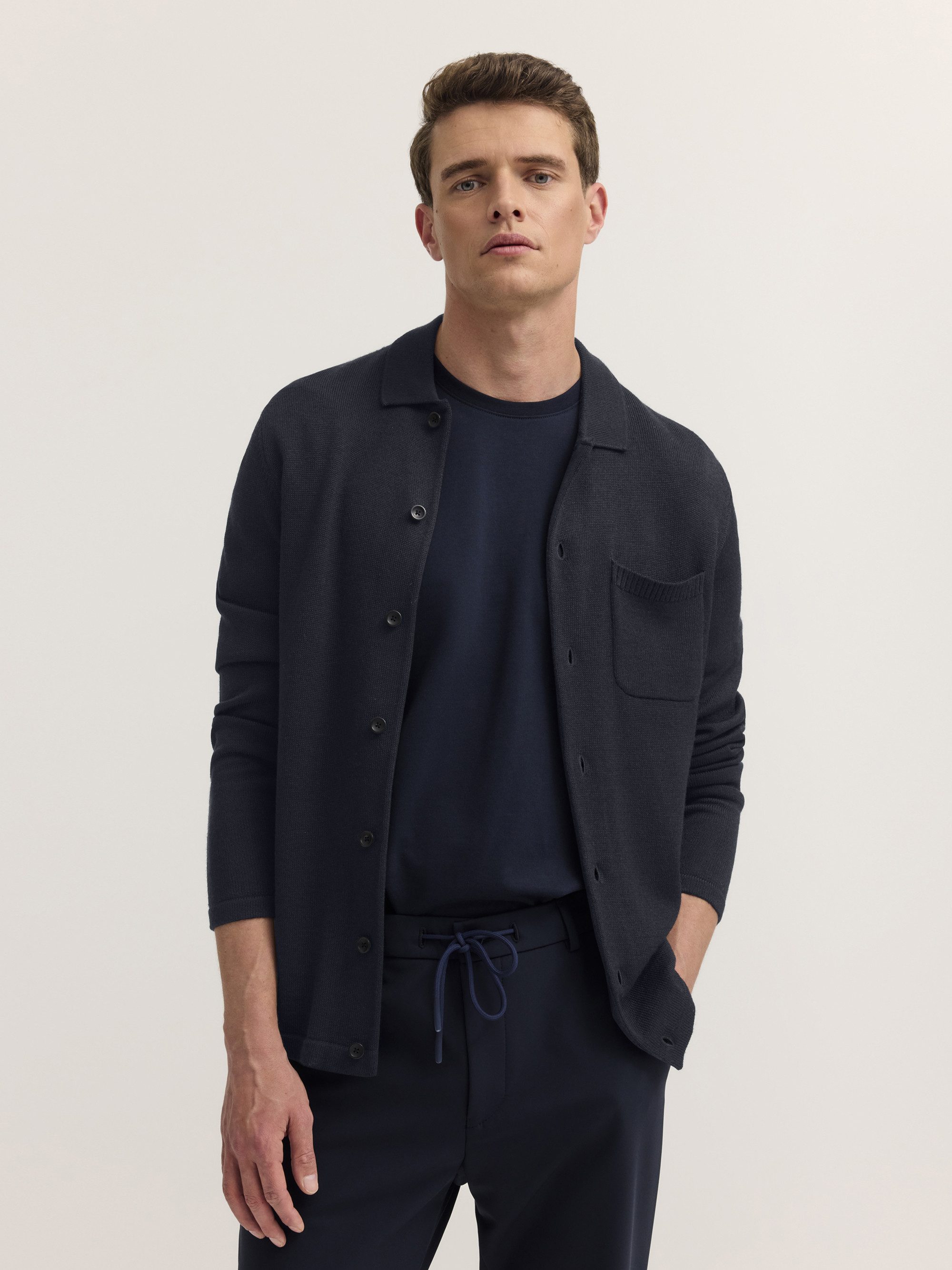 bugatti Strickjacke Regular Fit Regular Fit Wollmix Umlegekragen