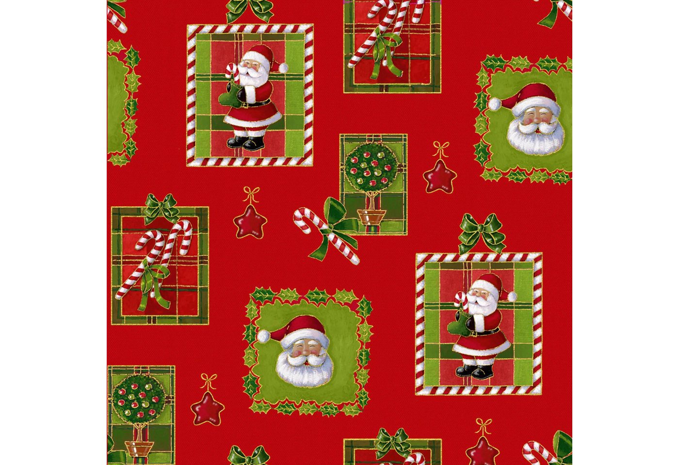 Thumbnail - CLAIREFONTAINE Geschenkpapier Geschenkpapier Rolle 50x0,70m Weihnachtsmann Mosaik Rot 211302C, Geschenkpapiere und Verpa...
