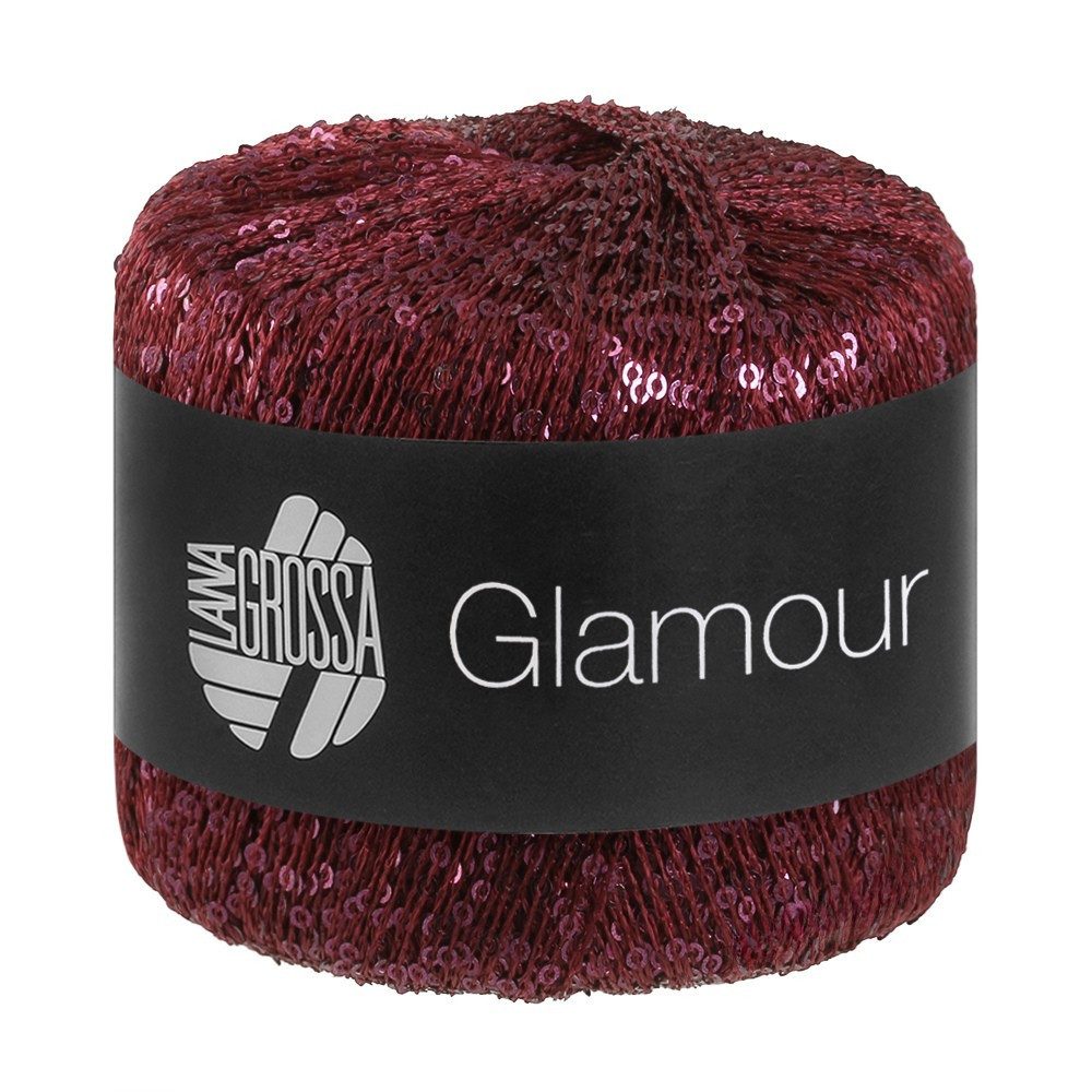 LANA GROSSA GLAMOUR Häkelwolle, 115 m (Beilaufgarn mit Pailletten für funkelnde Akzente), 25 g