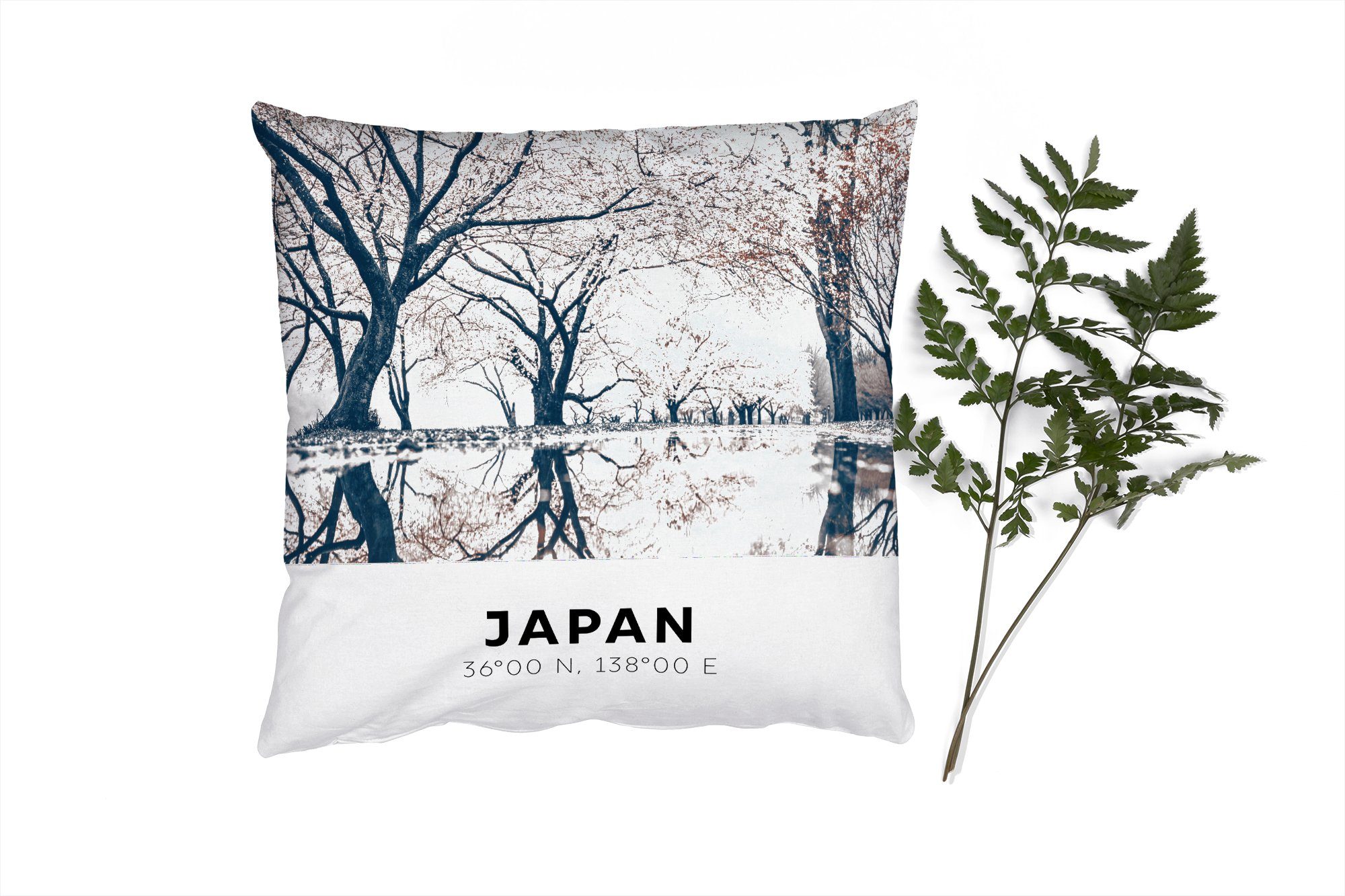 MuchoWow Dekokissen Japan - Sakura - Frühling - Rosa, Zierkissen mit Füllung für Wohzimmer, Schlafzimmer, Deko, Sofakissen