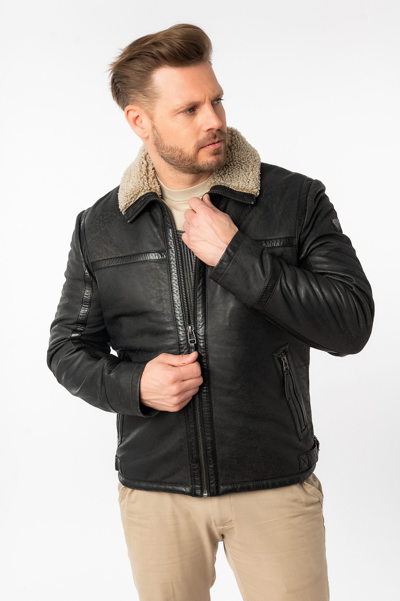 Mauritius Lederjacke MMAlasko mit Umlegekragen günstig online kaufen