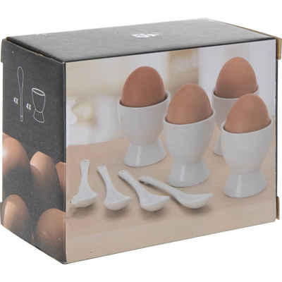 Koopman Eierbecher »8−tlg. Set − Eierhalter für 4 Eier & 4 Löffel − Porzellan weiß«