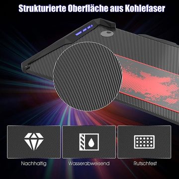 KOMFOTTEU Computertisch, RGB Beleuchtung & Gamepad Halter, bis zu 150kg, 120x64x75cm