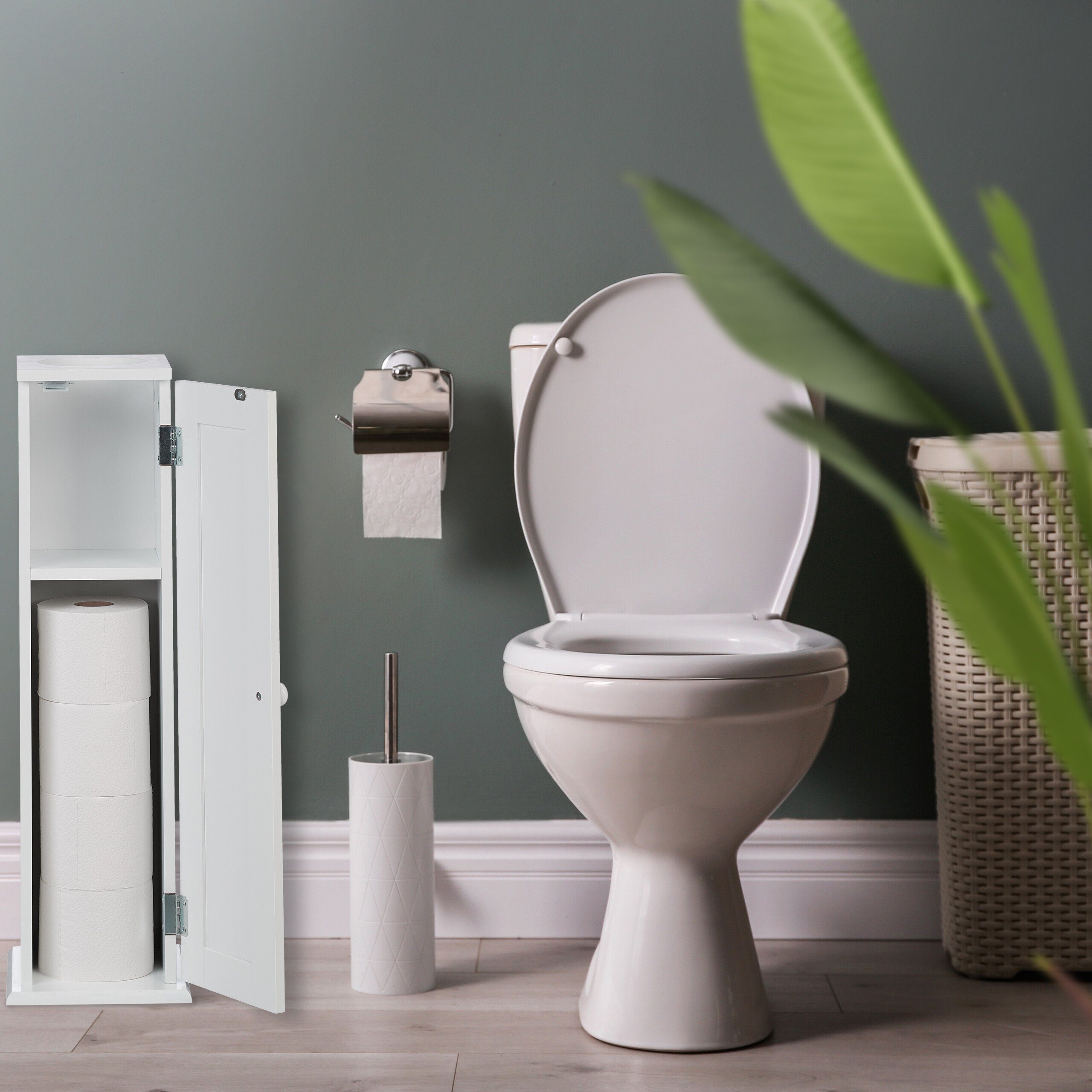 relaxdays Badregal Schmaler Toilettenschrank mit 2 günstig online kaufen