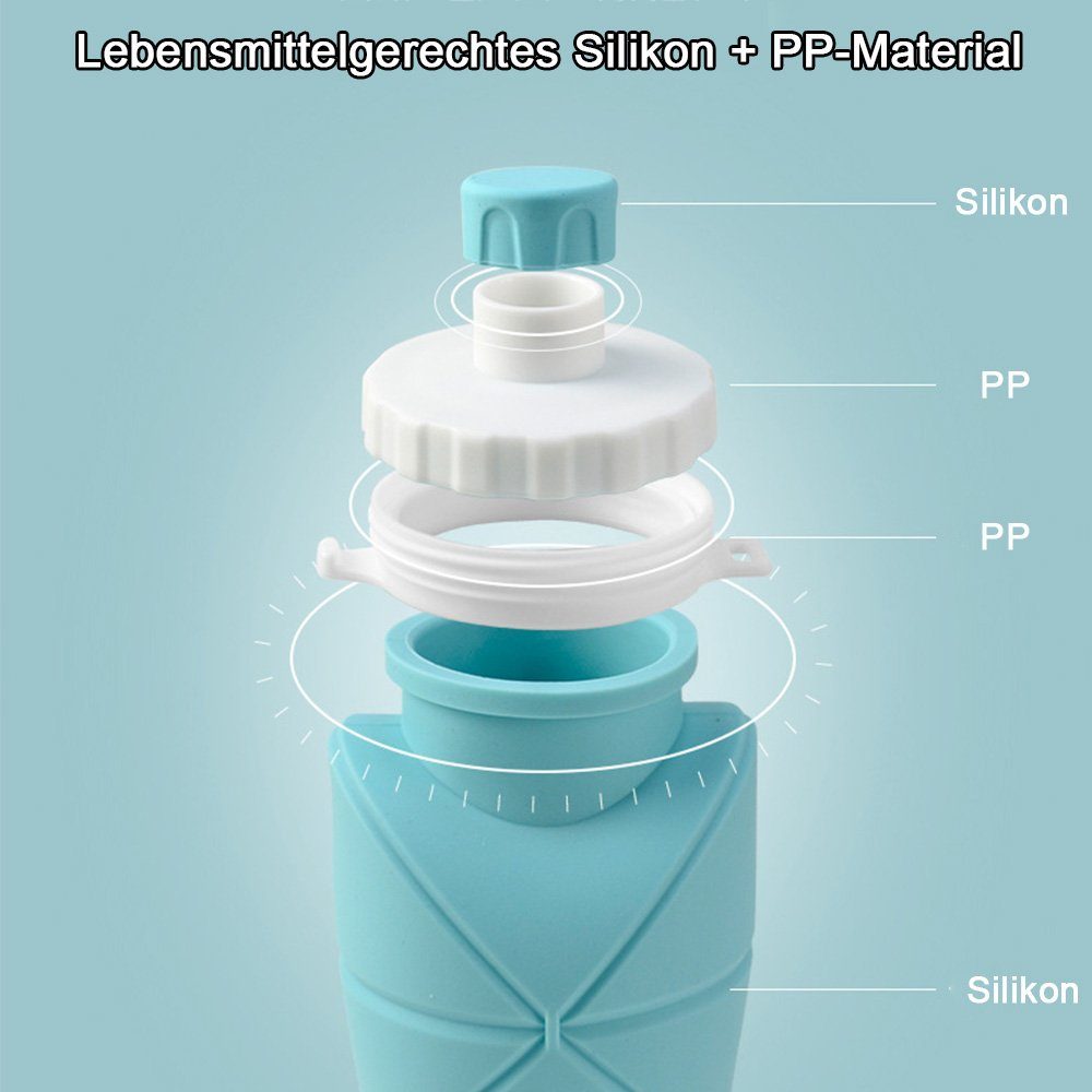 Sport Blau Wasserflaschen Trinkflasche Kollabierbare Silikon-Wasserflaschen, BPA-Frei, NUODWELL