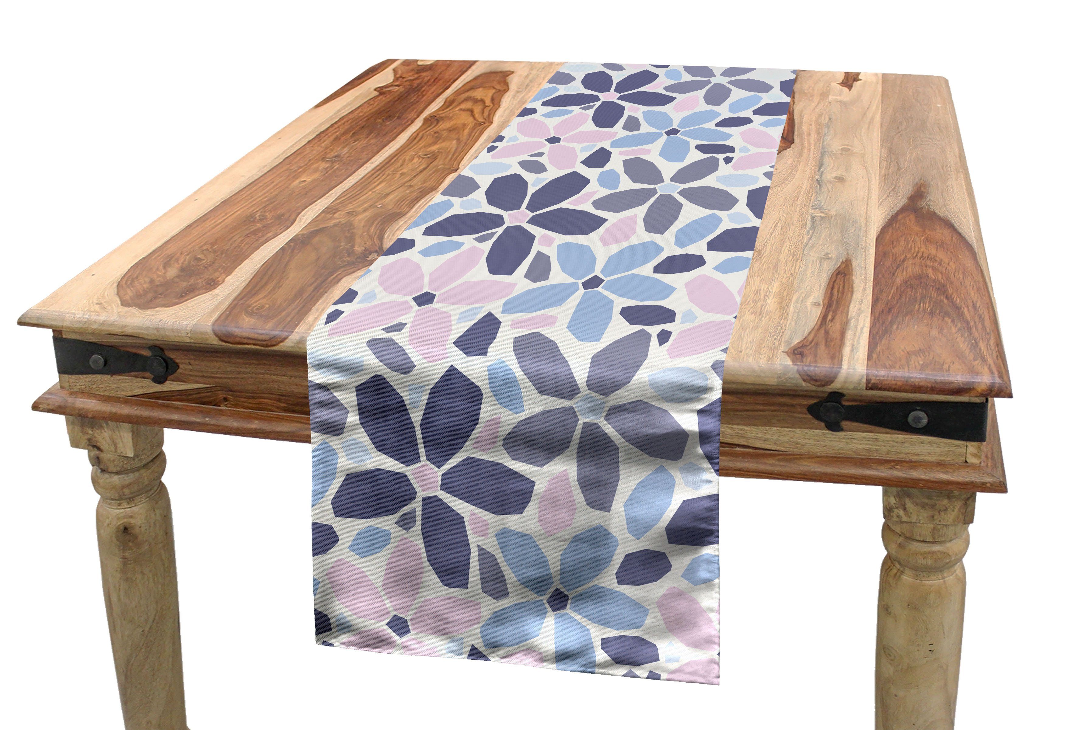 Tischläufer Polygonal Rechteckiger Dekorativer Esszimmer Tischläufer, Petals Blume Abakuhaus Pastellton Küche