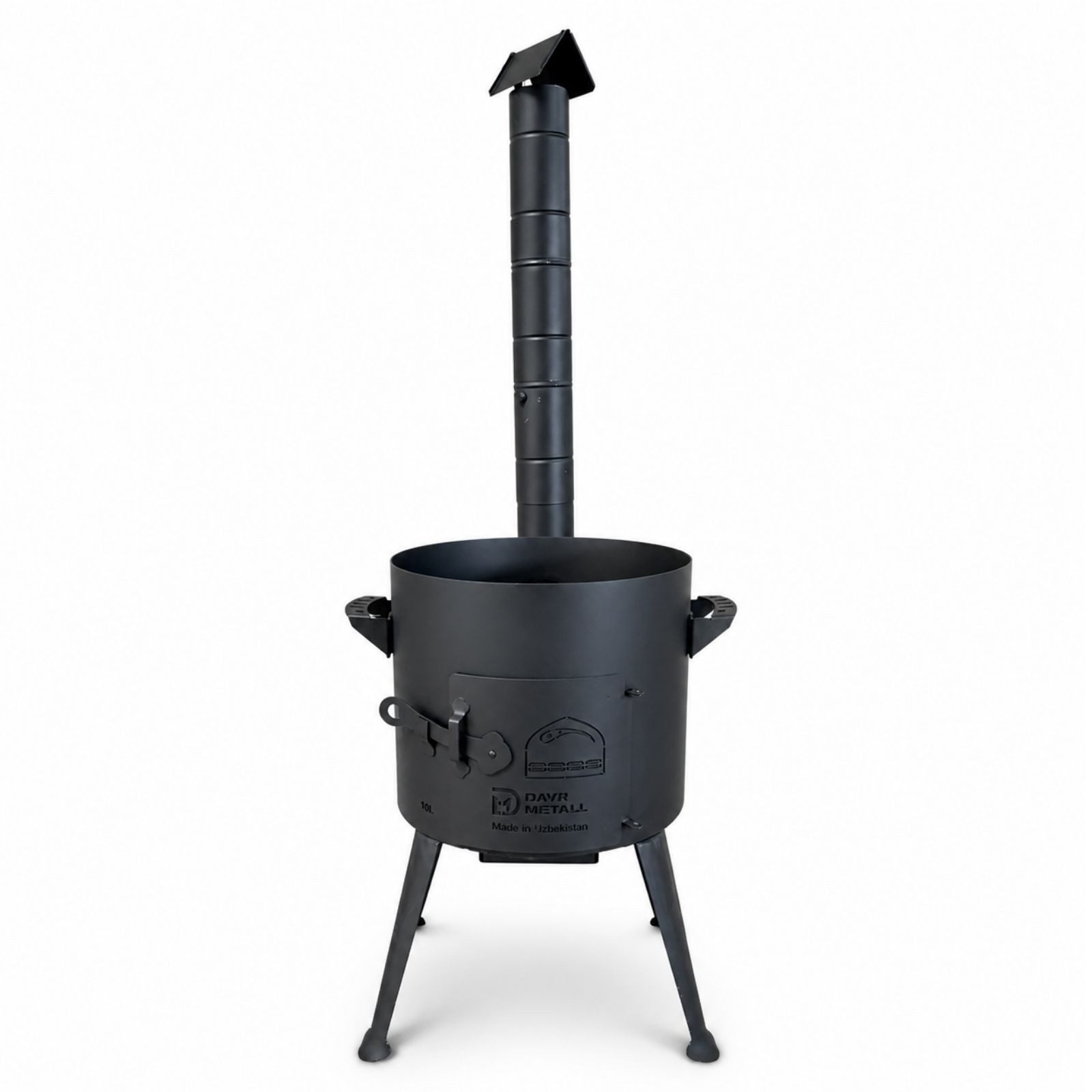 4BIG.fun Grilltopf Ø36 Uchag Utschak mit Abzugsrohr 12L Kazan Kasan, (Utschag Uchak Kasan Учаг Казан Außenküche Eintopfofen), 2mm stahl