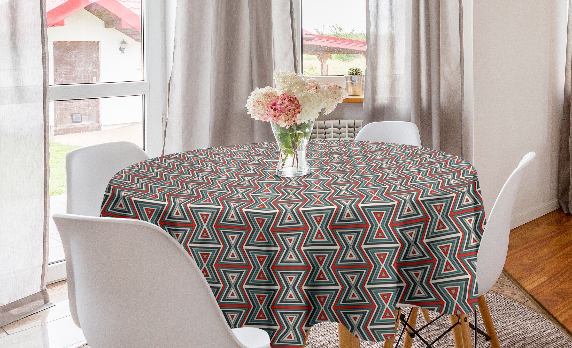 Abakuhaus Tischdecke Kreis Tischdecke Abdeckung für Esszimmer Küche Dekoration, Geometrisch Sanduhr-Muster