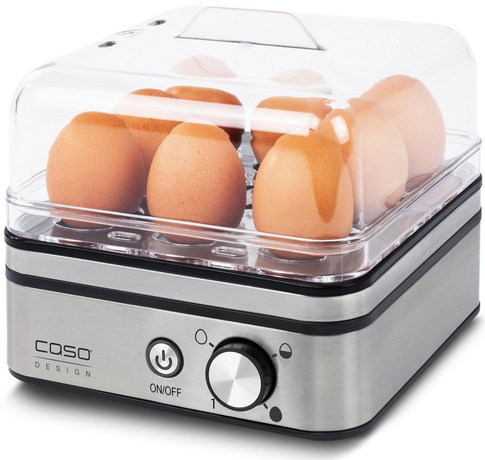 Caso Eierkocher 2771-E9, 2771-E9 Design Eierkocher für 8 Eier Edelstahl  inkl. Messbecher mit Eierpicker, Eierkocher für 8 Eier, herausnehmbarer  Eihalter